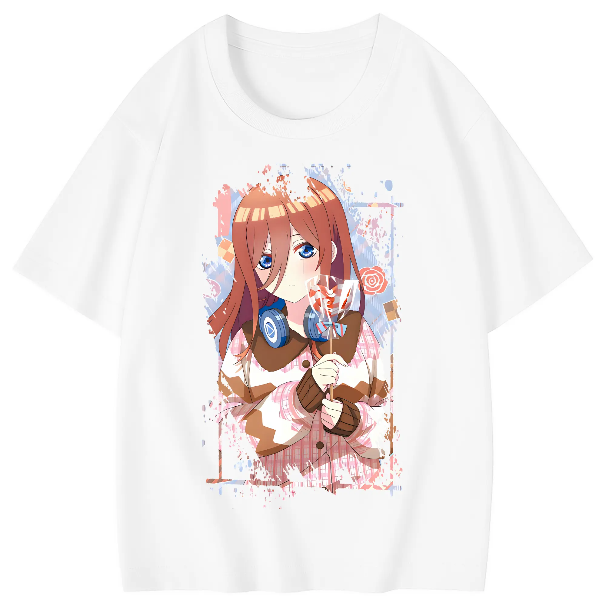 五等分の花嫁 グッズ 中野 三玖 - 綿100％ キッズTシャツ ・ フロントプリント ・ 快適 通気性 ・ スポーツ カジュアル 散歩用