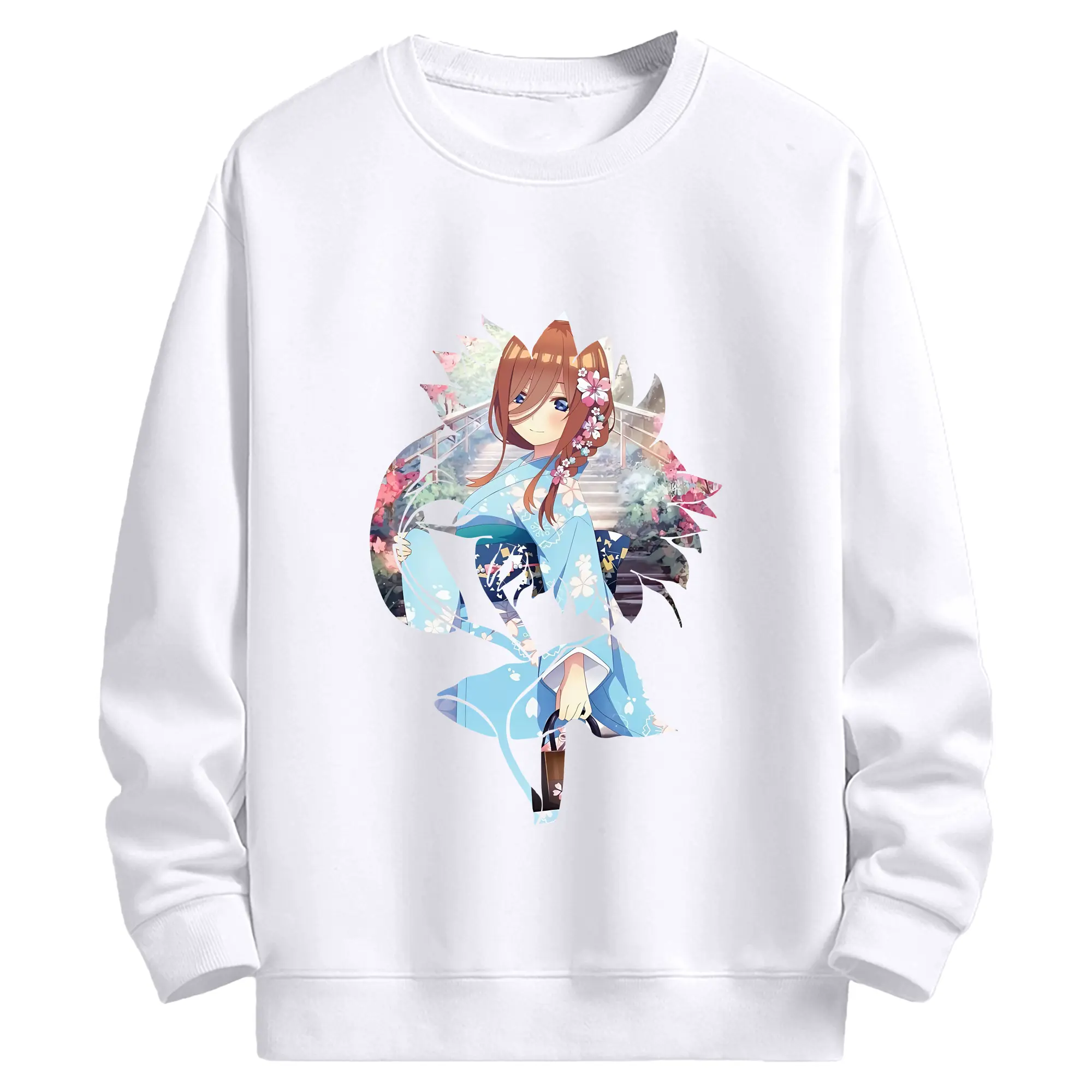 五等分の花嫁 グッズ 中野 三玖 - 高品質 クルーネック スウェット ・ コットン59％ ポリエステル41％ ・ ユニセックス 長袖 トレーナー ・ カジュアル デイリー スポーツ 散歩用