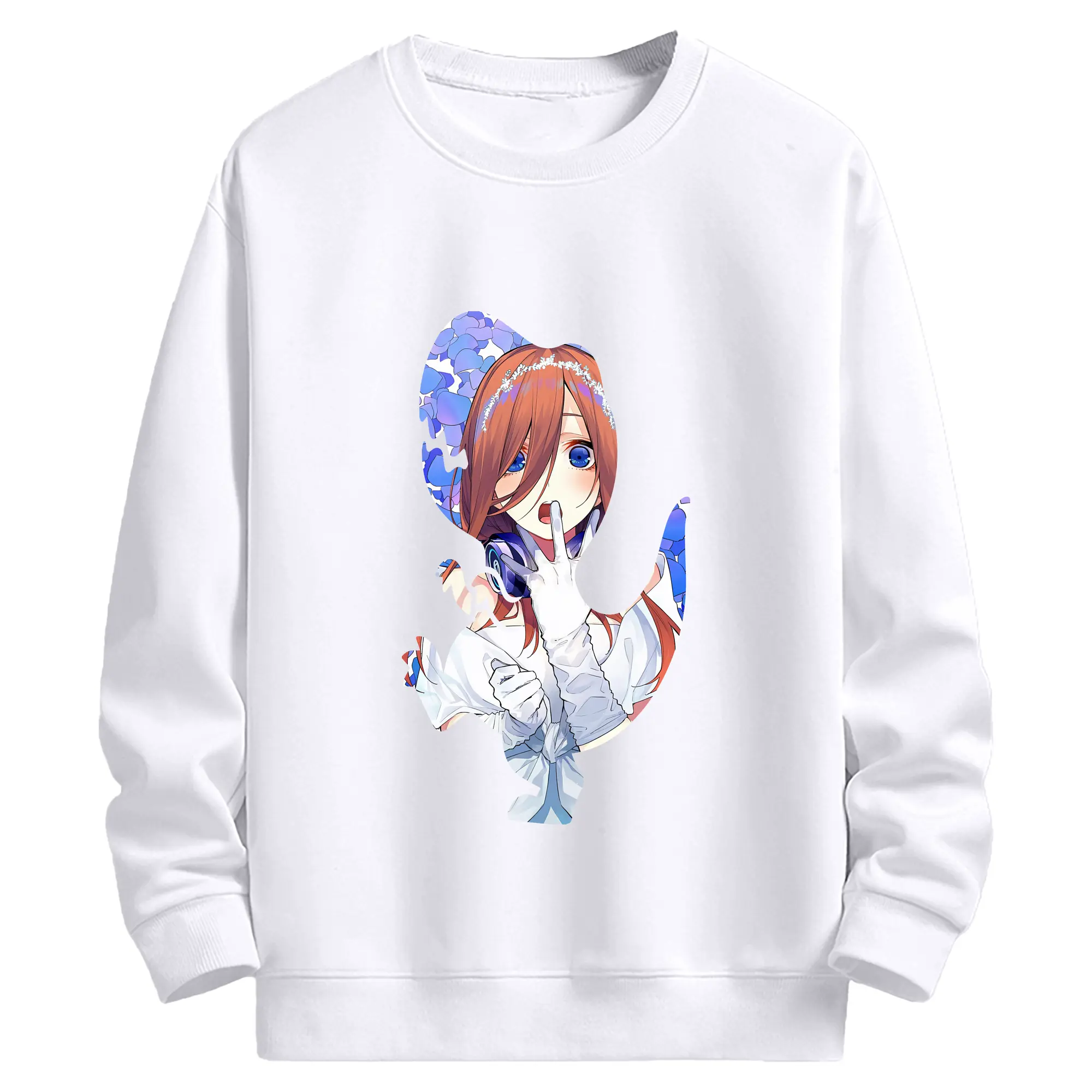 五等分の花嫁 グッズ 中野 三玖 - 高品質 クルーネック スウェット ・ コットン59％ ポリエステル41％ ・ ユニセックス 長袖 トレーナー ・ カジュアル デイリー スポーツ 散歩用