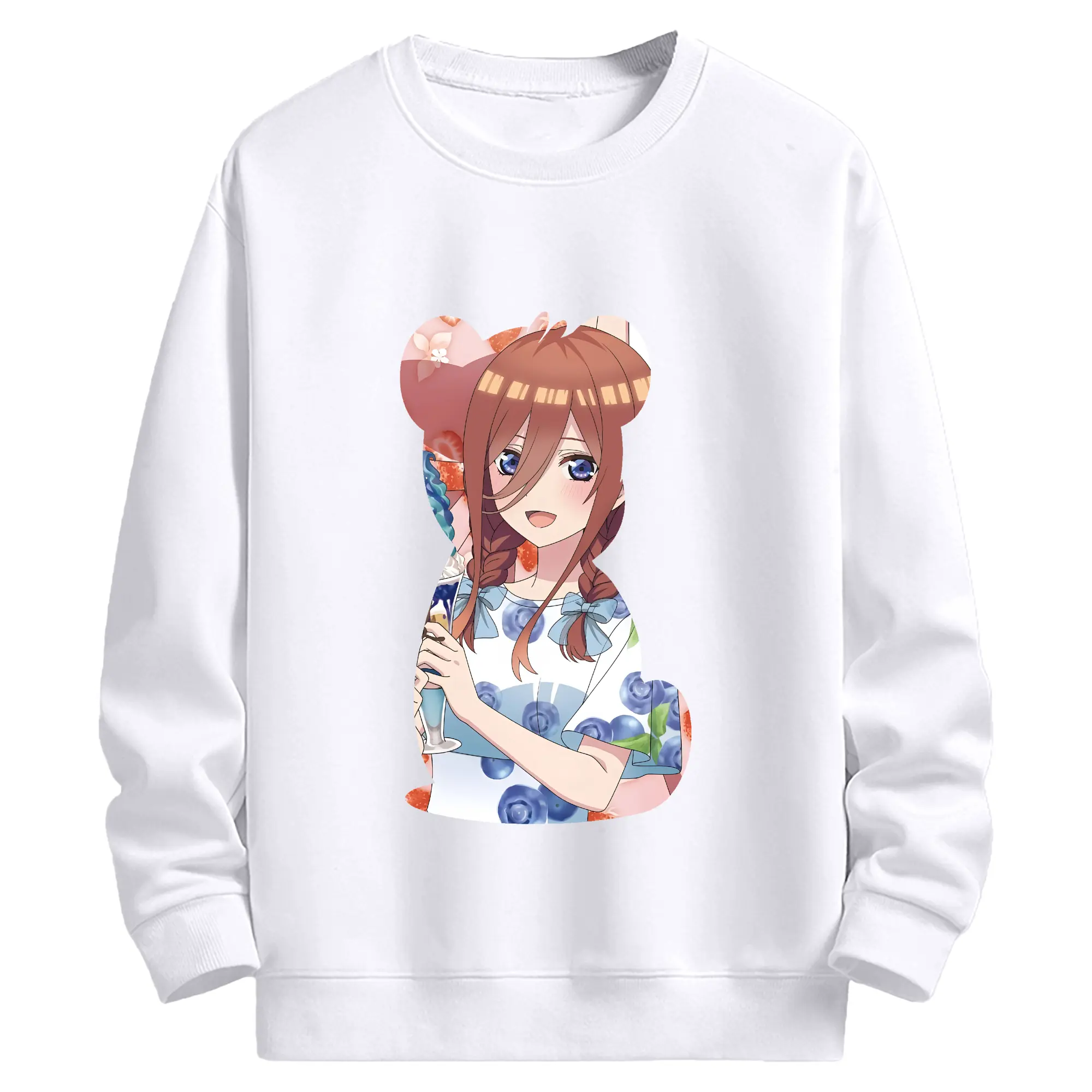 五等分の花嫁 グッズ 中野 三玖 - 高品質 クルーネック スウェット ・ コットン59％ ポリエステル41％ ・ ユニセックス 長袖 トレーナー ・ カジュアル デイリー スポーツ 散歩用