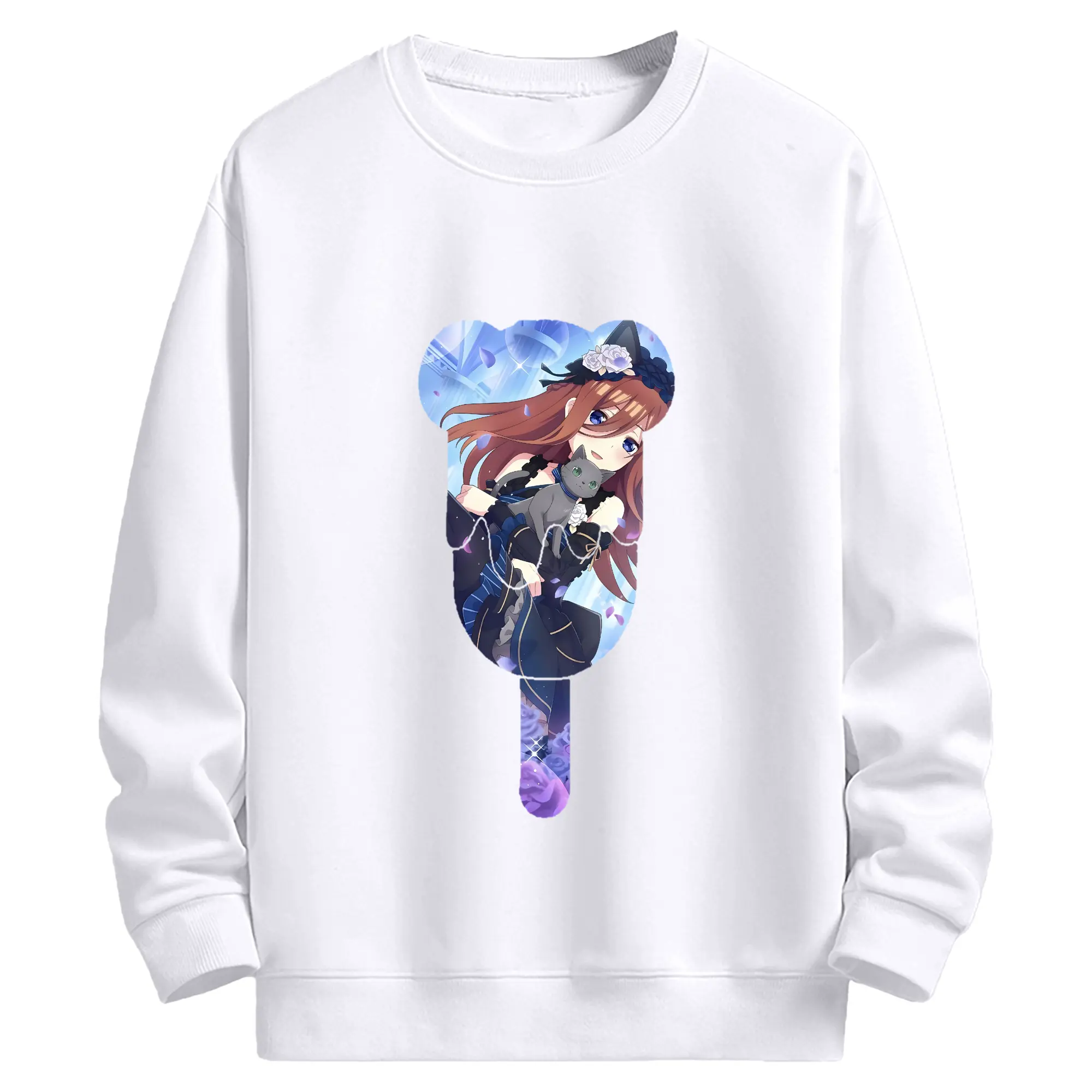 五等分の花嫁 グッズ 中野 三玖 - 高品質 クルーネック スウェット ・ コットン59％ ポリエステル41％ ・ ユニセックス 長袖 トレーナー ・ カジュアル デイリー スポーツ 散歩用