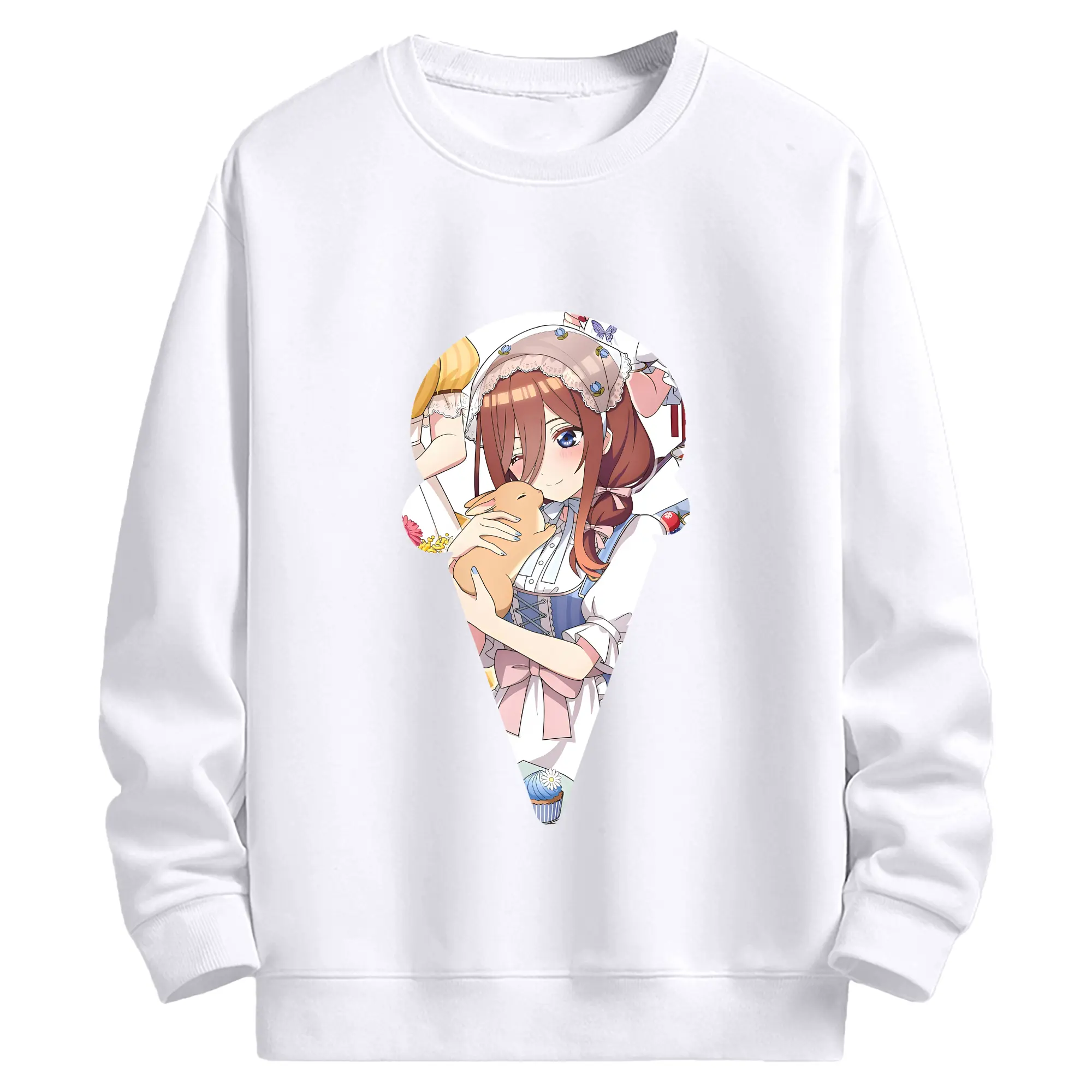 五等分の花嫁 グッズ 中野 三玖 - 高品質 クルーネック スウェット ・ コットン59％ ポリエステル41％ ・ ユニセックス 長袖 トレーナー ・ カジュアル デイリー スポーツ 散歩用