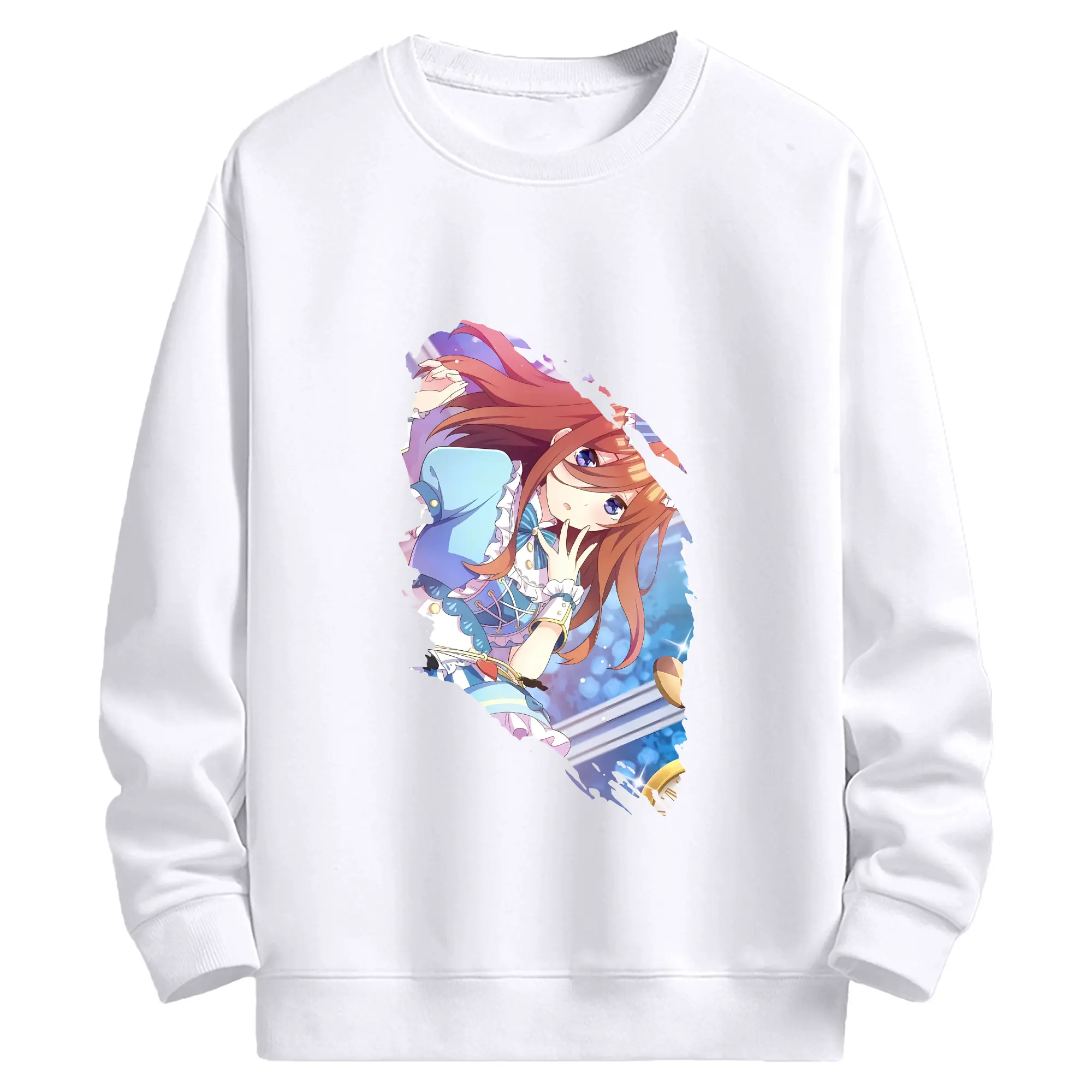 五等分の花嫁 グッズ 中野 三玖 - 高品質 クルーネック スウェット ・ コットン59％ ポリエステル41％ ・ ユニセックス 長袖 トレーナー ・ カジュアル デイリー スポーツ 散歩用