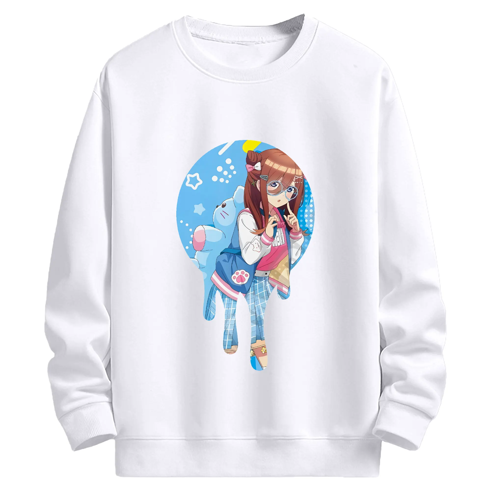 五等分の花嫁 グッズ 中野 三玖 - 高品質 クルーネック スウェット ・ コットン59％ ポリエステル41％ ・ ユニセックス 長袖 トレーナー ・ カジュアル デイリー スポーツ 散歩用