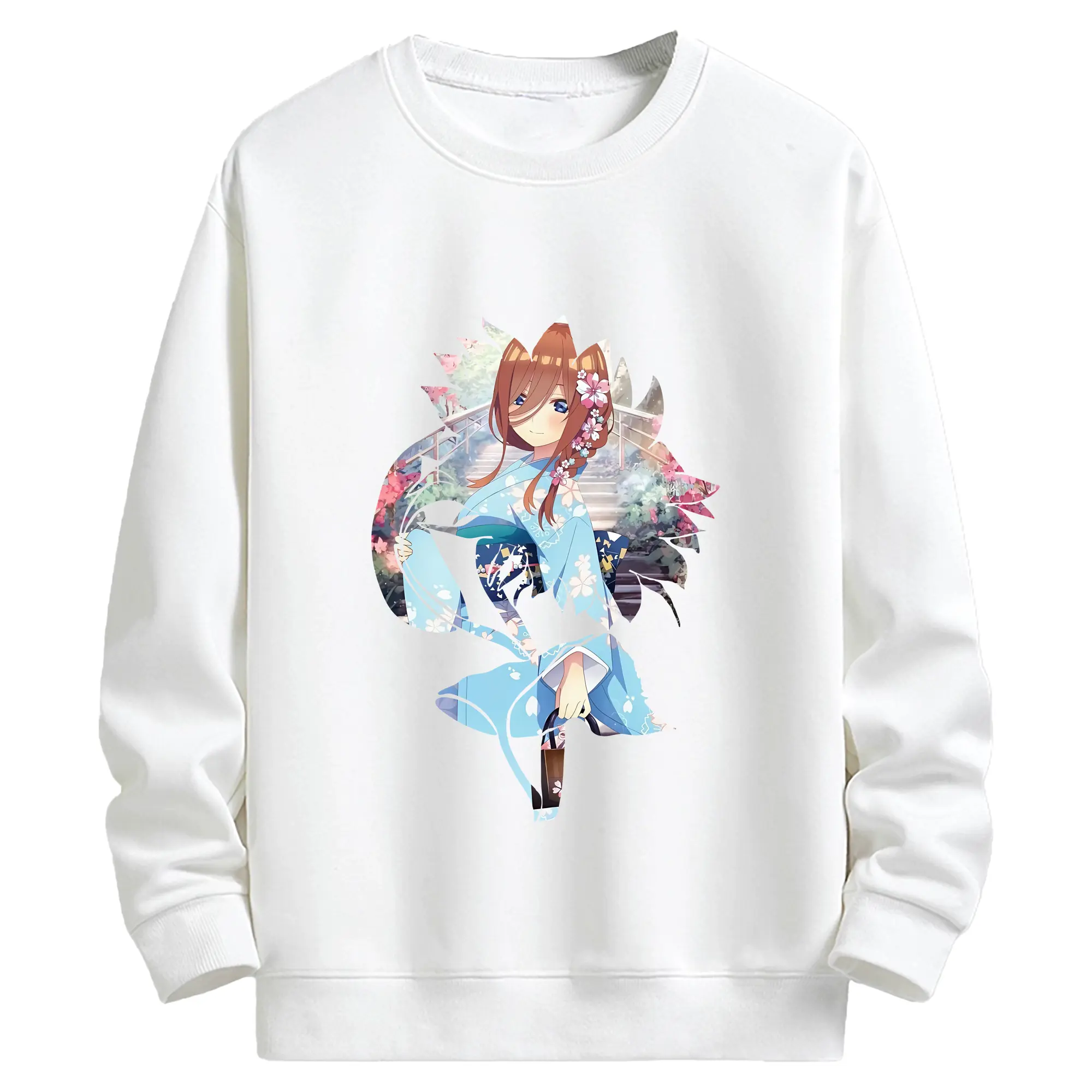 五等分の花嫁 グッズ 中野 三玖 - キッズ クルーネックスウェットシャツ ・ フロントプリント ・ 綿80％ ポリエステル20％ ・ 快適 通学 スポーツ 日常使い お散歩用