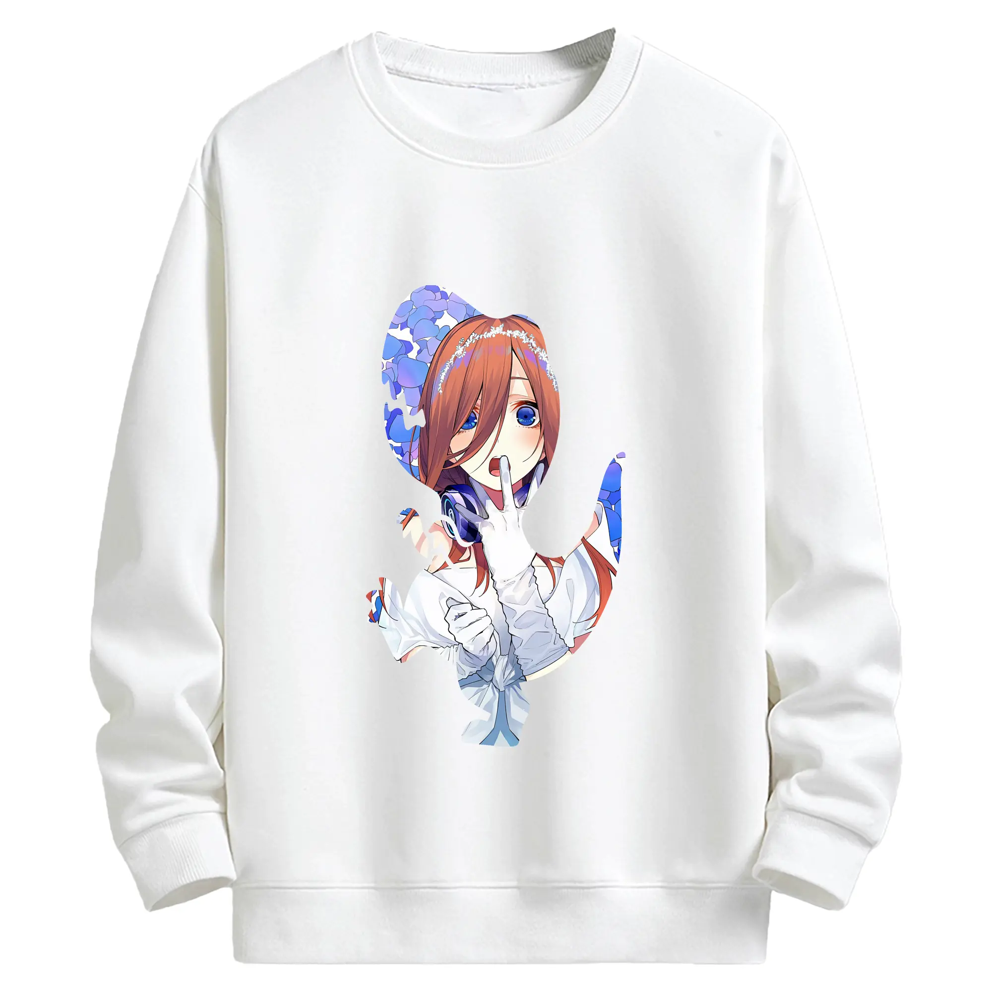 五等分の花嫁 グッズ 中野 三玖 - キッズ クルーネックスウェットシャツ ・ フロントプリント ・ 綿80％ ポリエステル20％ ・ 快適 通学 スポーツ 日常使い お散歩用