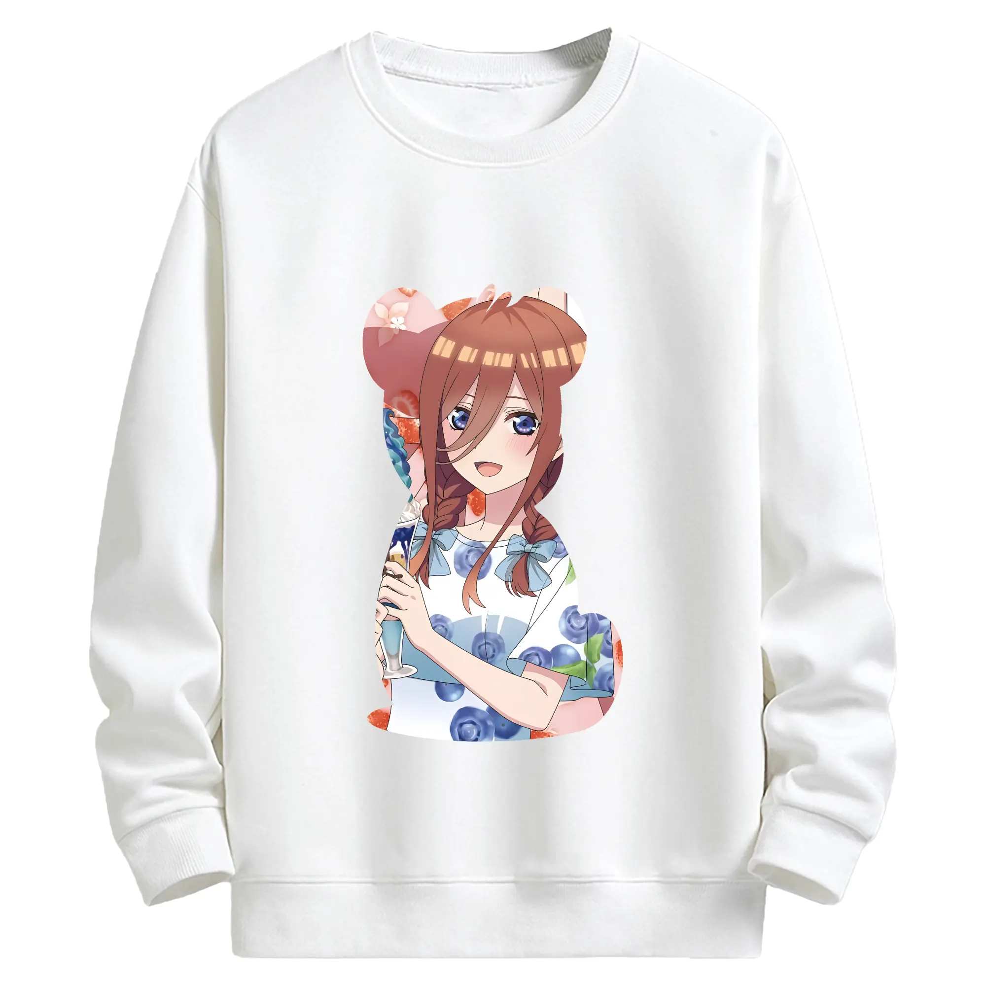 五等分の花嫁 グッズ 中野 三玖 - キッズ クルーネックスウェットシャツ ・ フロントプリント ・ 綿80％ ポリエステル20％ ・ 快適 通学 スポーツ 日常使い お散歩用