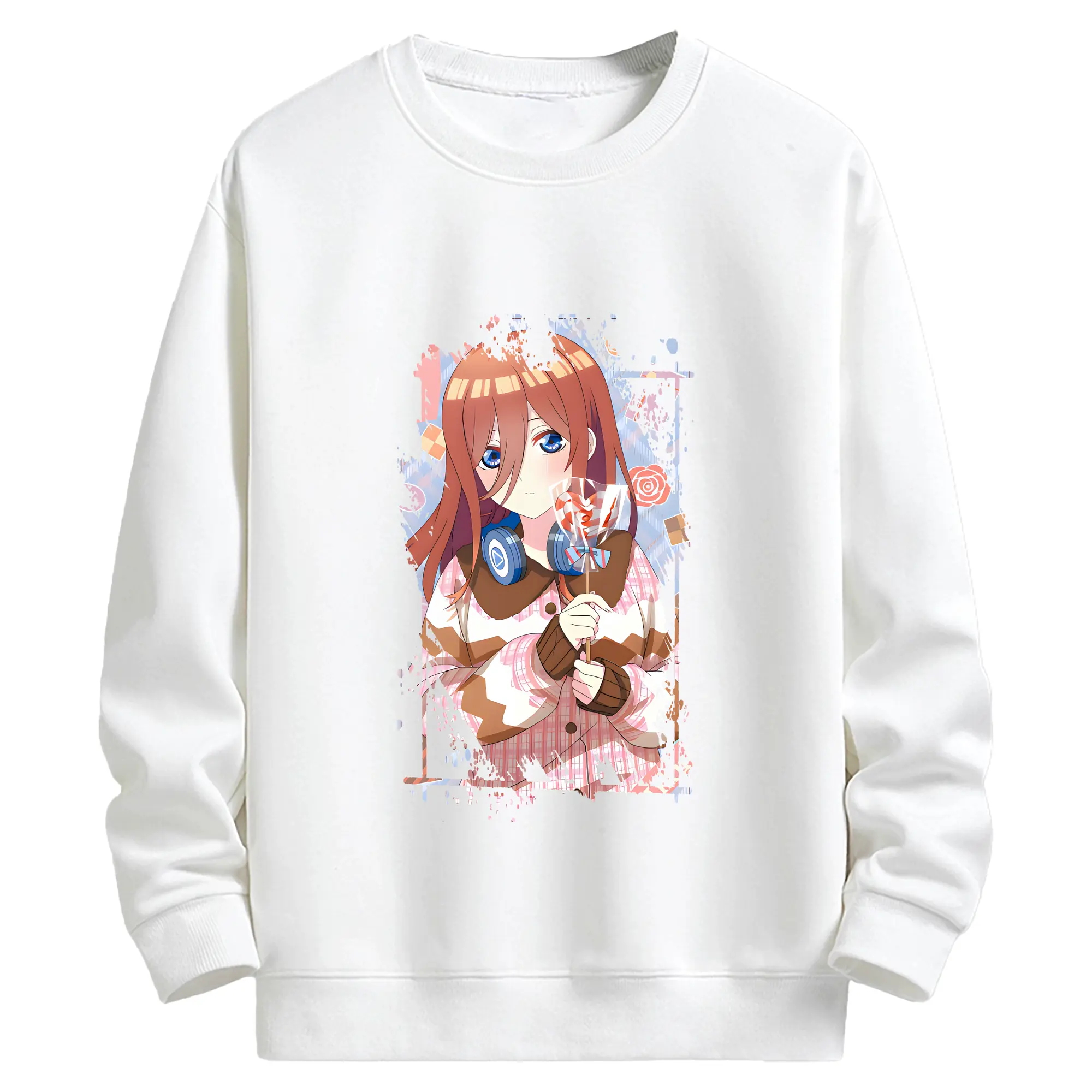 五等分の花嫁 グッズ 中野 三玖 - キッズ クルーネックスウェットシャツ ・ フロントプリント ・ 綿80％ ポリエステル20％ ・ 快適 通学 スポーツ 日常使い お散歩用