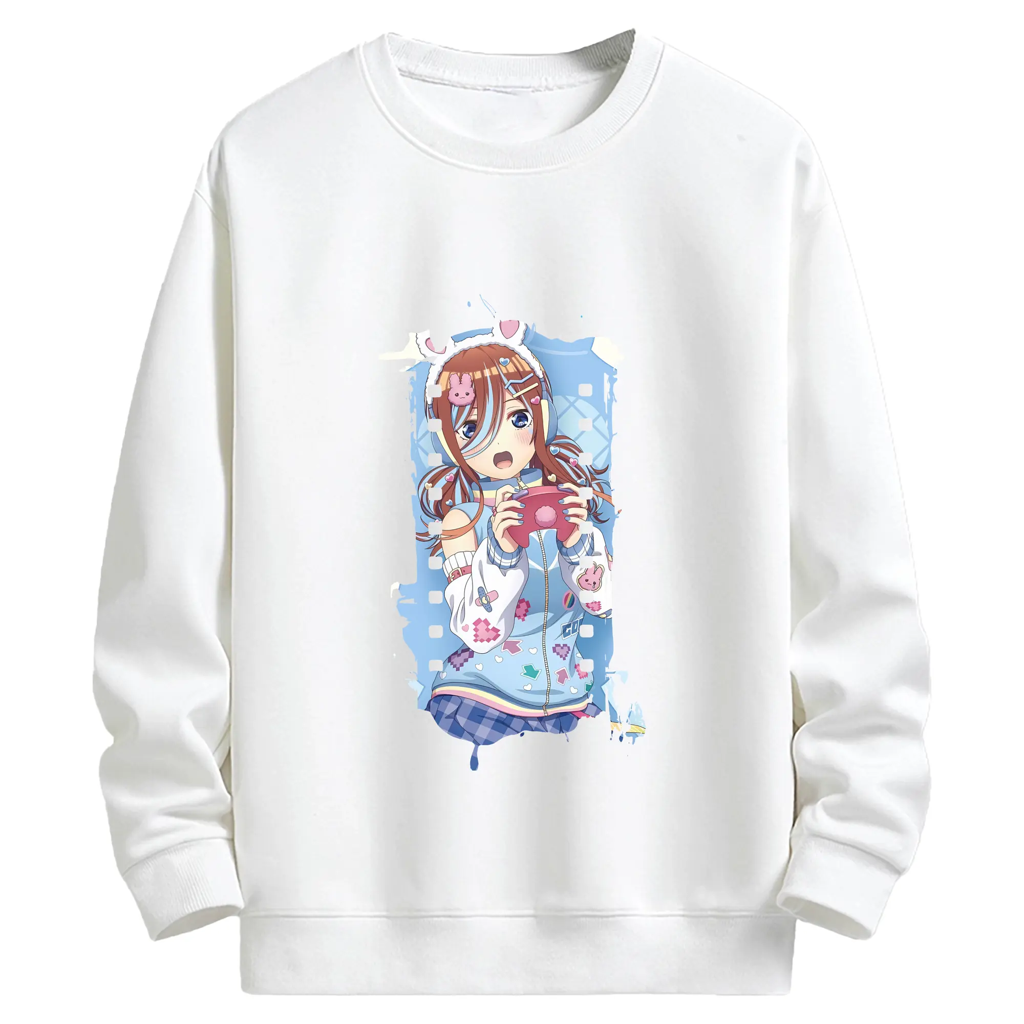 五等分の花嫁 グッズ 中野 三玖 - キッズ クルーネックスウェットシャツ ・ フロントプリント ・ 綿80％ ポリエステル20％ ・ 快適 通学 スポーツ 日常使い お散歩用