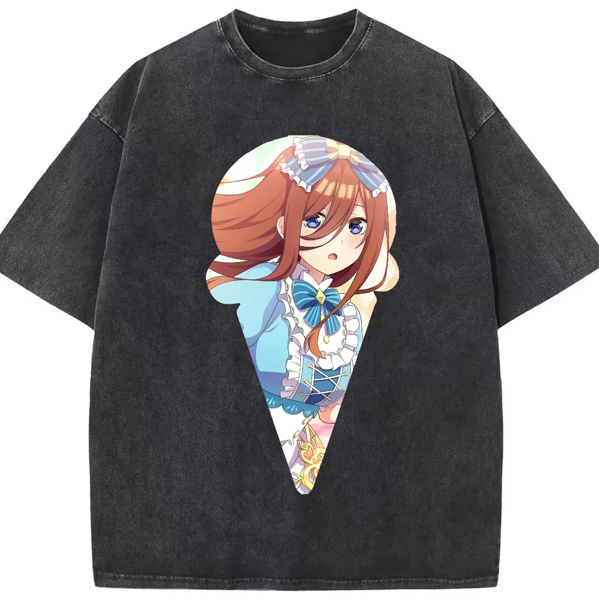 五等分の花嫁 グッズ 中野 三玖 - 綿100％ ヴィンテージ風 半袖Tシャツ ・ フロントプリント ・ 柔らか肌触り ・ 通気性 快適 ・ スポーツ カジュアル 外出用