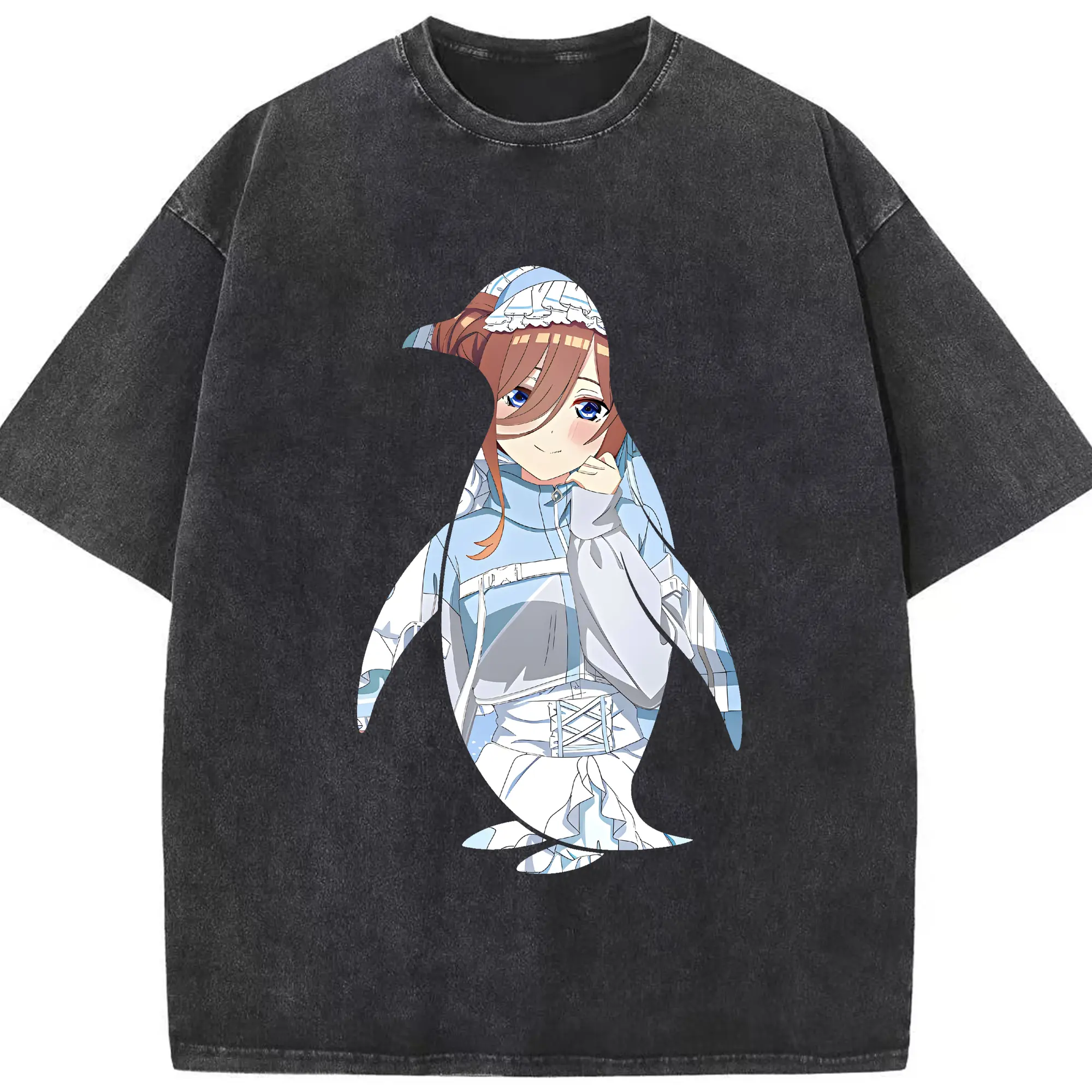 五等分の花嫁 グッズ 中野 三玖 - 綿100％ ヴィンテージ風 半袖Tシャツ ・ フロントプリント ・ 柔らか肌触り ・ 通気性 快適 ・ スポーツ カジュアル 外出用