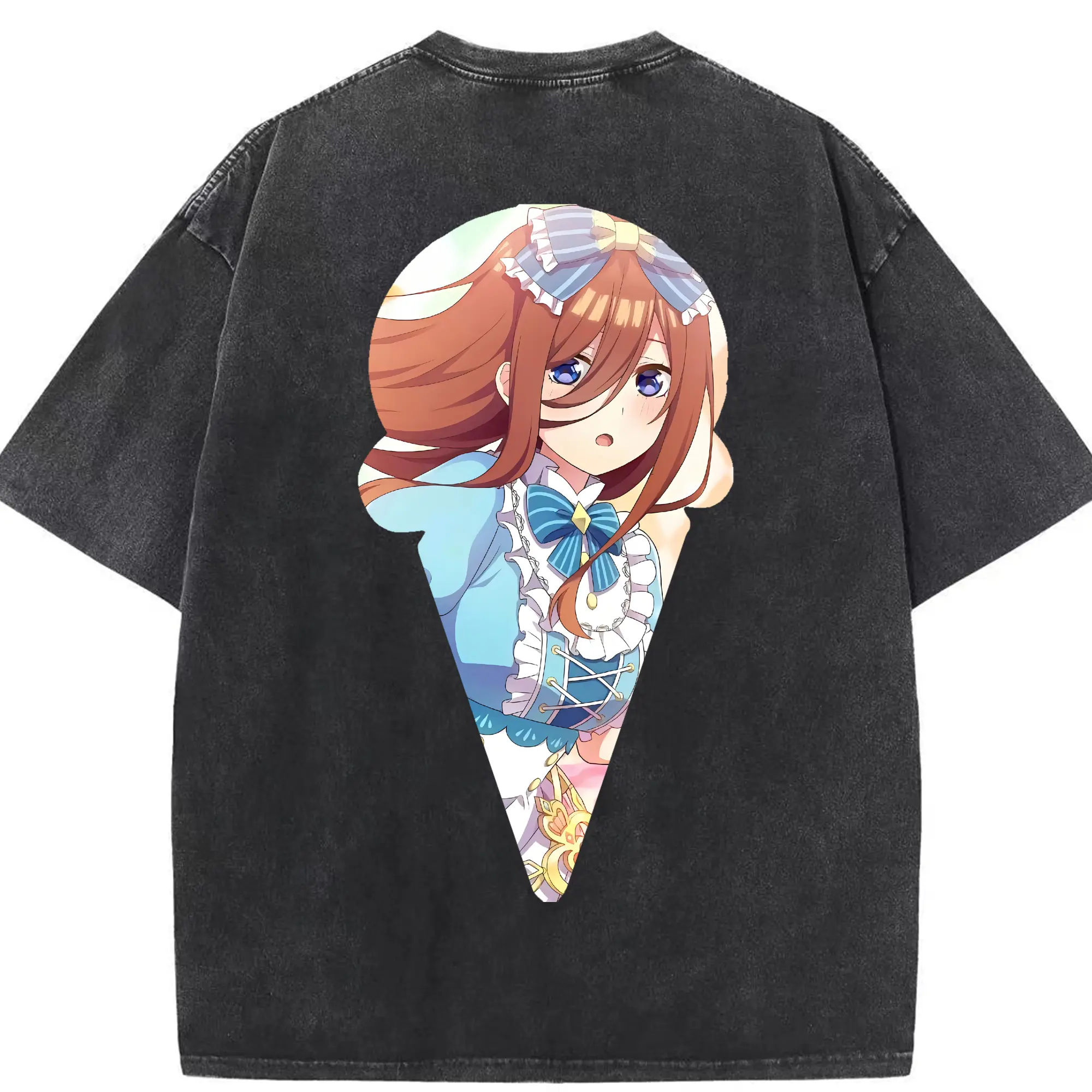 五等分の花嫁 グッズ 中野 三玖 - 綿100％ ヴィンテージ風 半袖Tシャツ ・ 背面プリント ・ 柔らか肌触り ・ 通気性 快適 ・ スポーツ カジュアル 外出用
