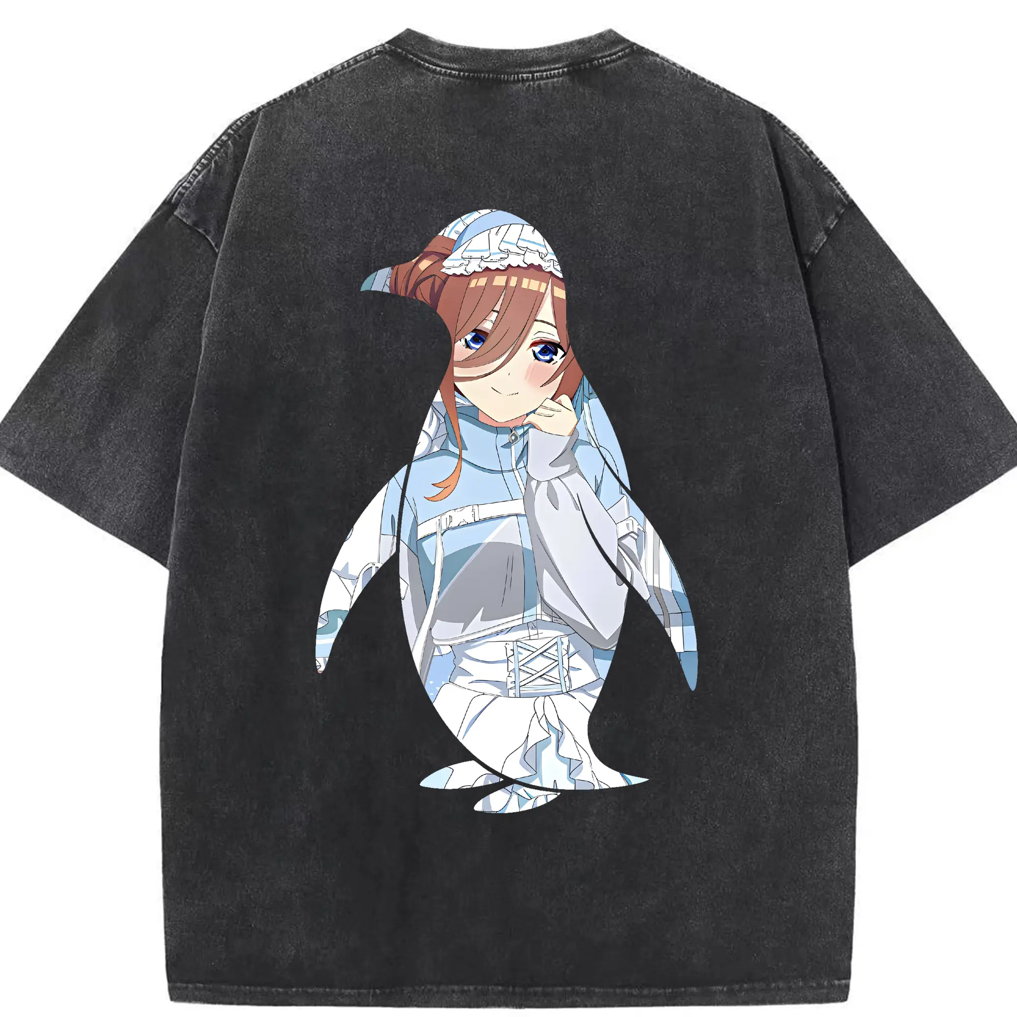 五等分の花嫁 グッズ 中野 三玖 - 綿100％ ヴィンテージ風 半袖Tシャツ ・ 背面プリント ・ 柔らか肌触り ・ 通気性 快適 ・ スポーツ カジュアル 外出用
