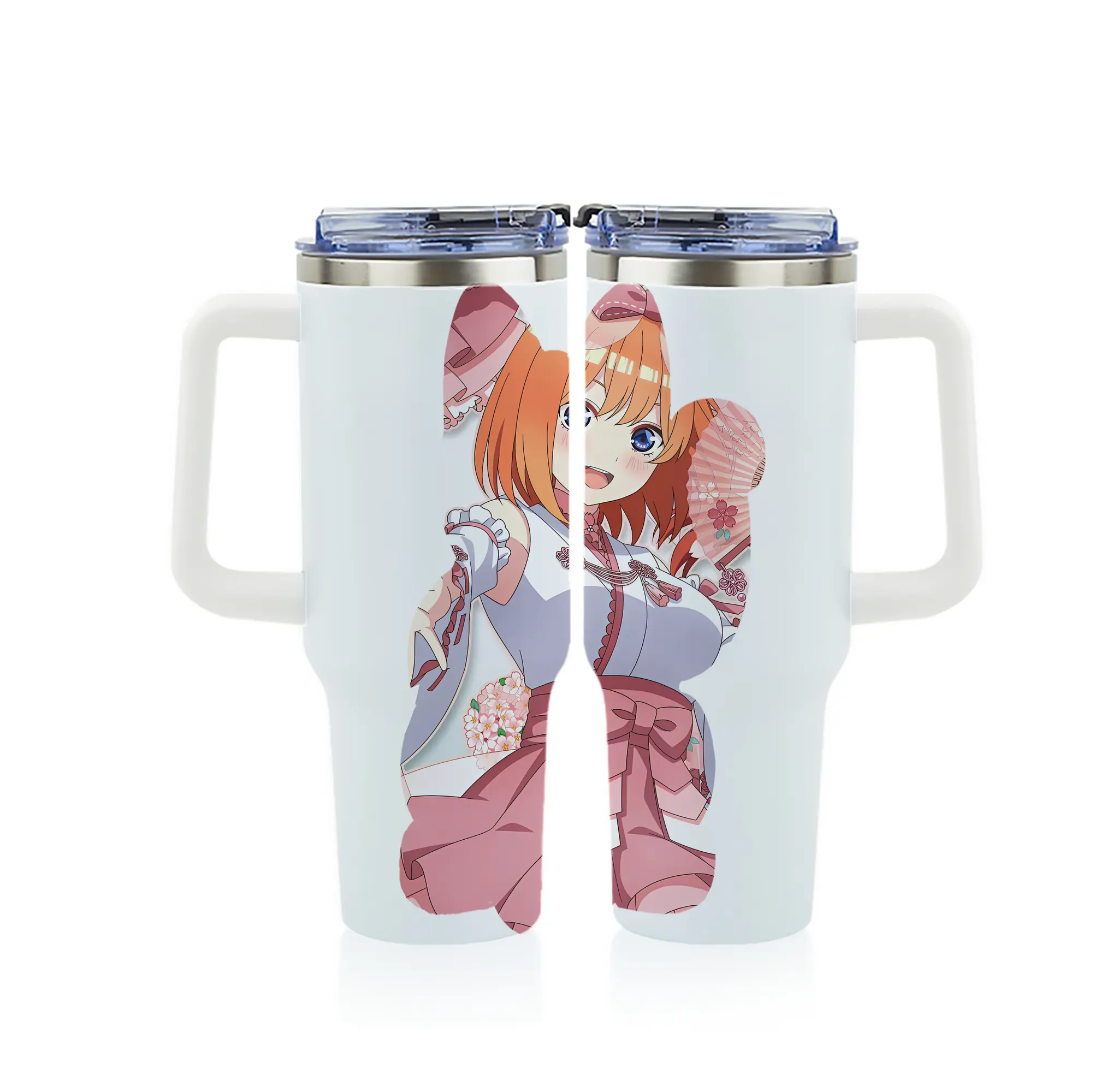 五等分の花嫁 グッズ 中野 四葉 - 1200mL フルプリント車用タンブラー ・ 304ステンレス 内側 ・ 201ステンレス 外側 ・ 保温 保冷 ・ 通勤 ドライブ アウトドア用