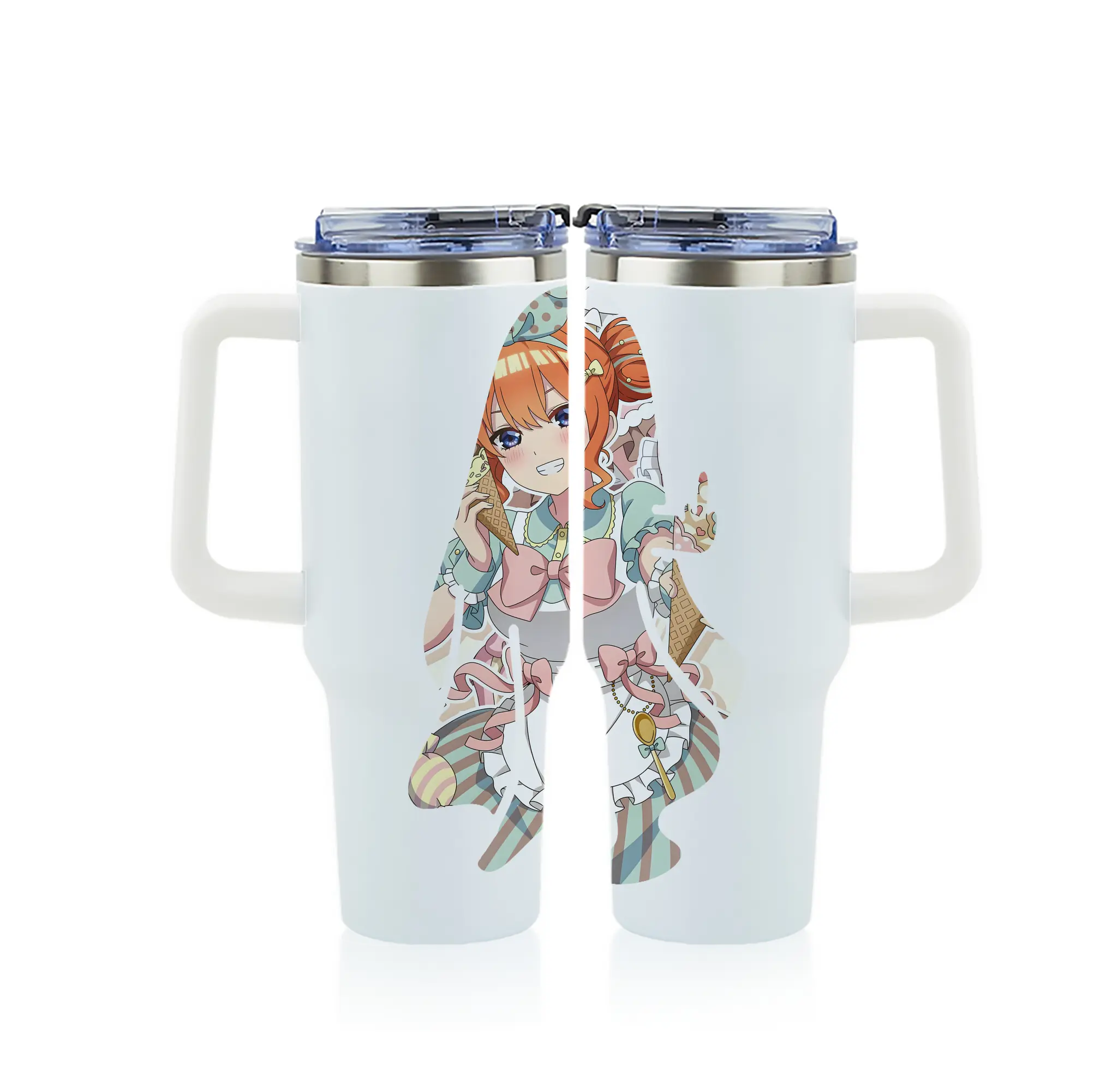 五等分の花嫁 グッズ 中野 四葉 - 1200mL フルプリント車用タンブラー ・ 304ステンレス 内側 ・ 201ステンレス 外側 ・ 保温 保冷 ・ 通勤 ドライブ アウトドア用