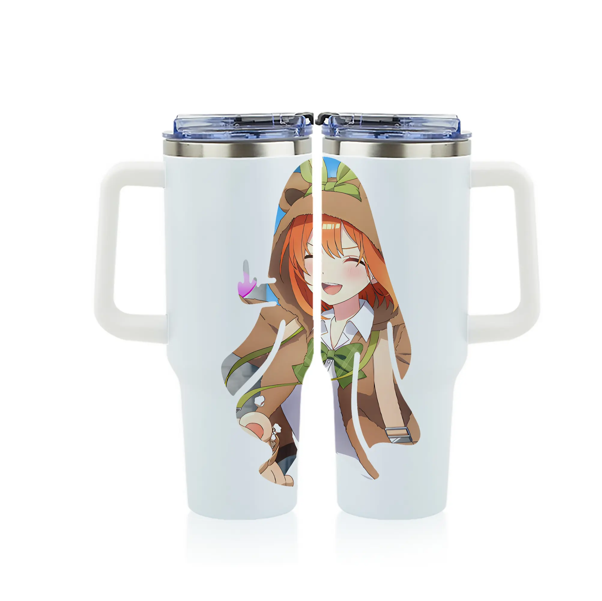 五等分の花嫁 グッズ 中野 四葉 - 1200mL フルプリント車用タンブラー ・ 304ステンレス 内側 ・ 201ステンレス 外側 ・ 保温 保冷 ・ 通勤 ドライブ アウトドア用