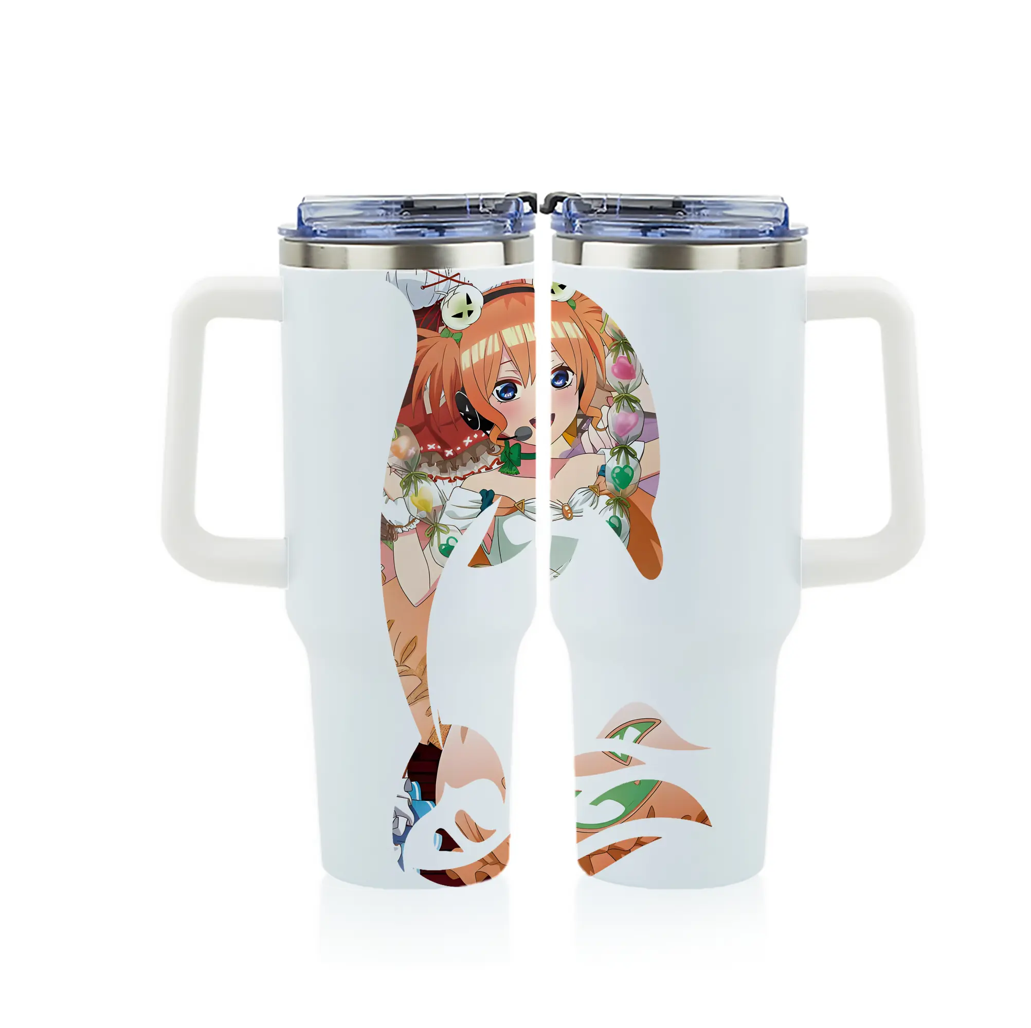 五等分の花嫁 グッズ 中野 四葉 - 1200mL フルプリント車用タンブラー ・ 304ステンレス 内側 ・ 201ステンレス 外側 ・ 保温 保冷 ・ 通勤 ドライブ アウトドア用