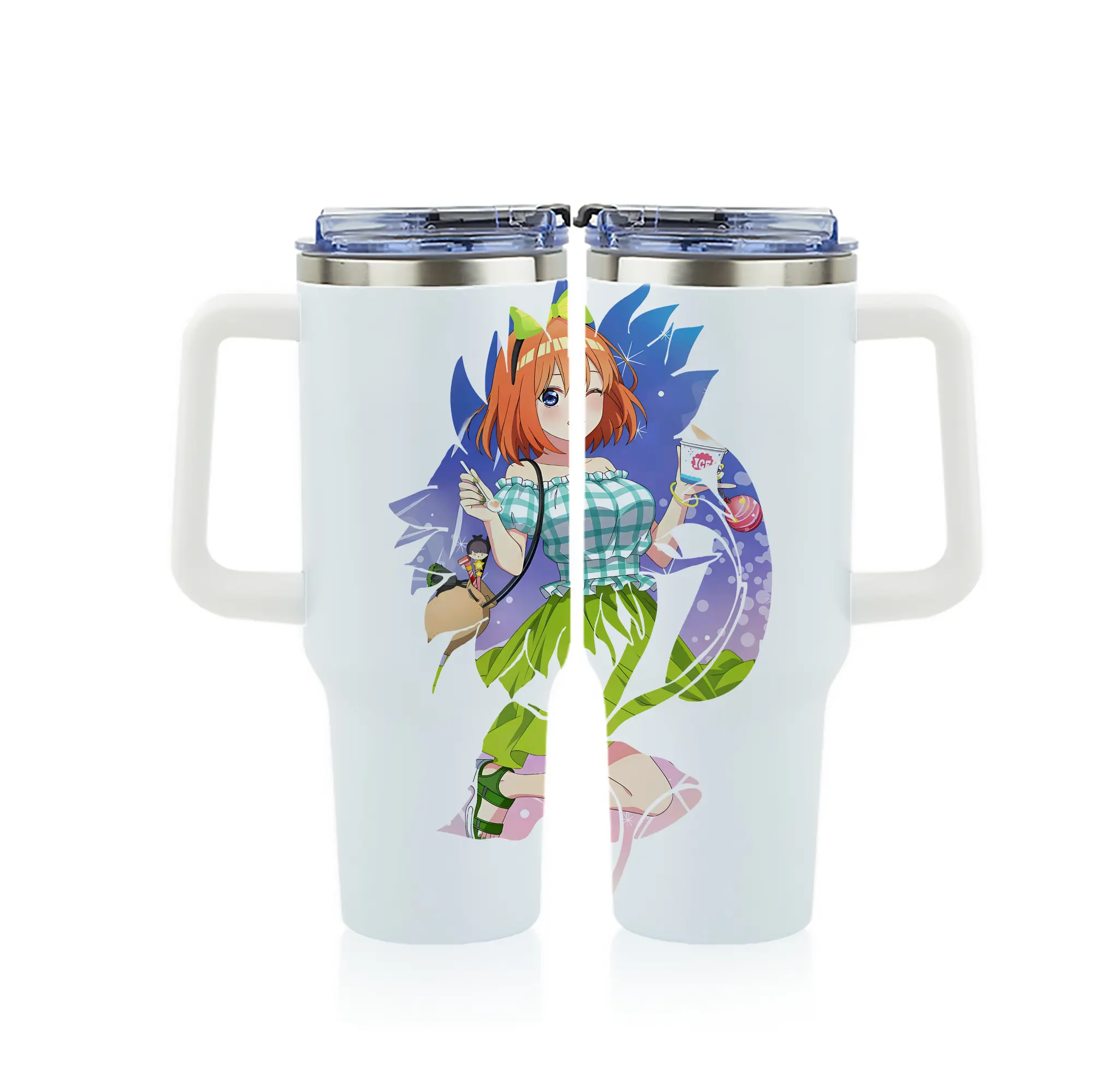 五等分の花嫁 グッズ 中野 四葉 - 1200mL フルプリント車用タンブラー ・ 304ステンレス 内側 ・ 201ステンレス 外側 ・ 保温 保冷 ・ 通勤 ドライブ アウトドア用