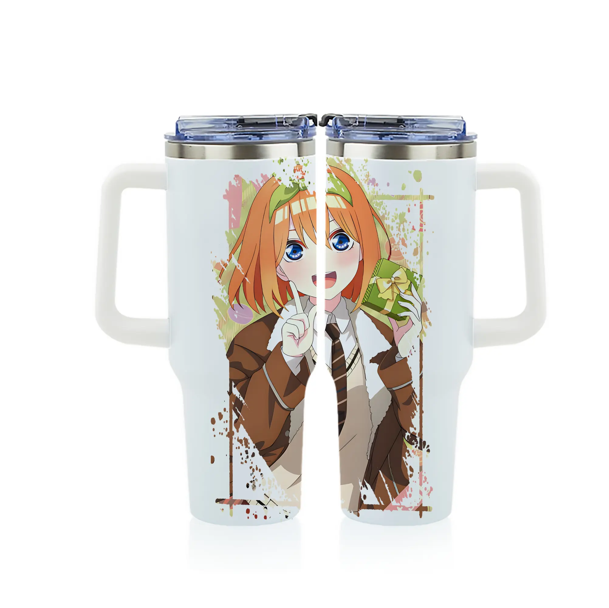 五等分の花嫁 グッズ 中野 四葉 - 1200mL フルプリント車用タンブラー ・ 304ステンレス 内側 ・ 201ステンレス 外側 ・ 保温 保冷 ・ 通勤 ドライブ アウトドア用