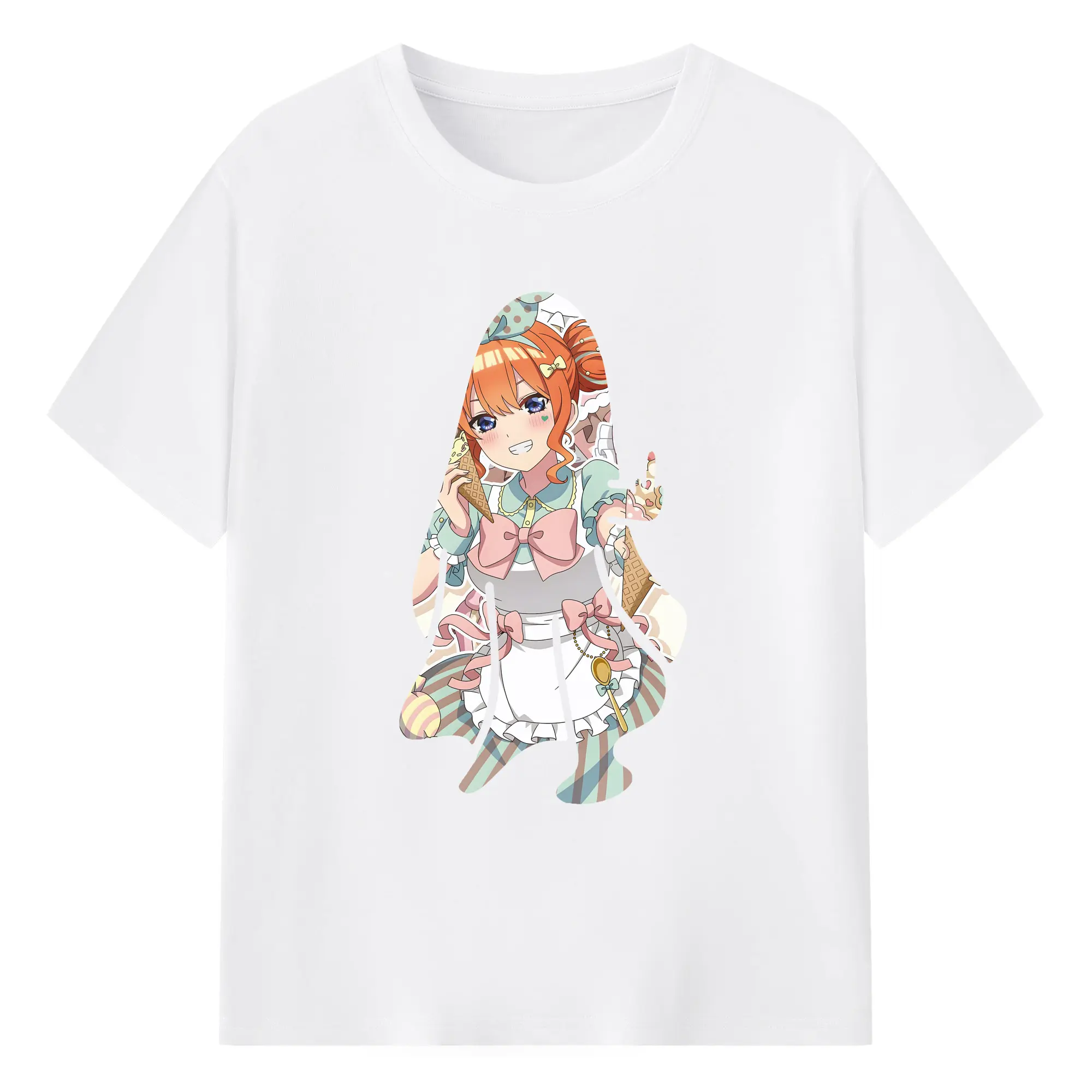 五等分の花嫁 グッズ 中野 四葉 - 綿100％ 半袖Tシャツ ・ フロントプリント ・ 快適 通気性 ・ 日常使い 散歩 スポーツ用