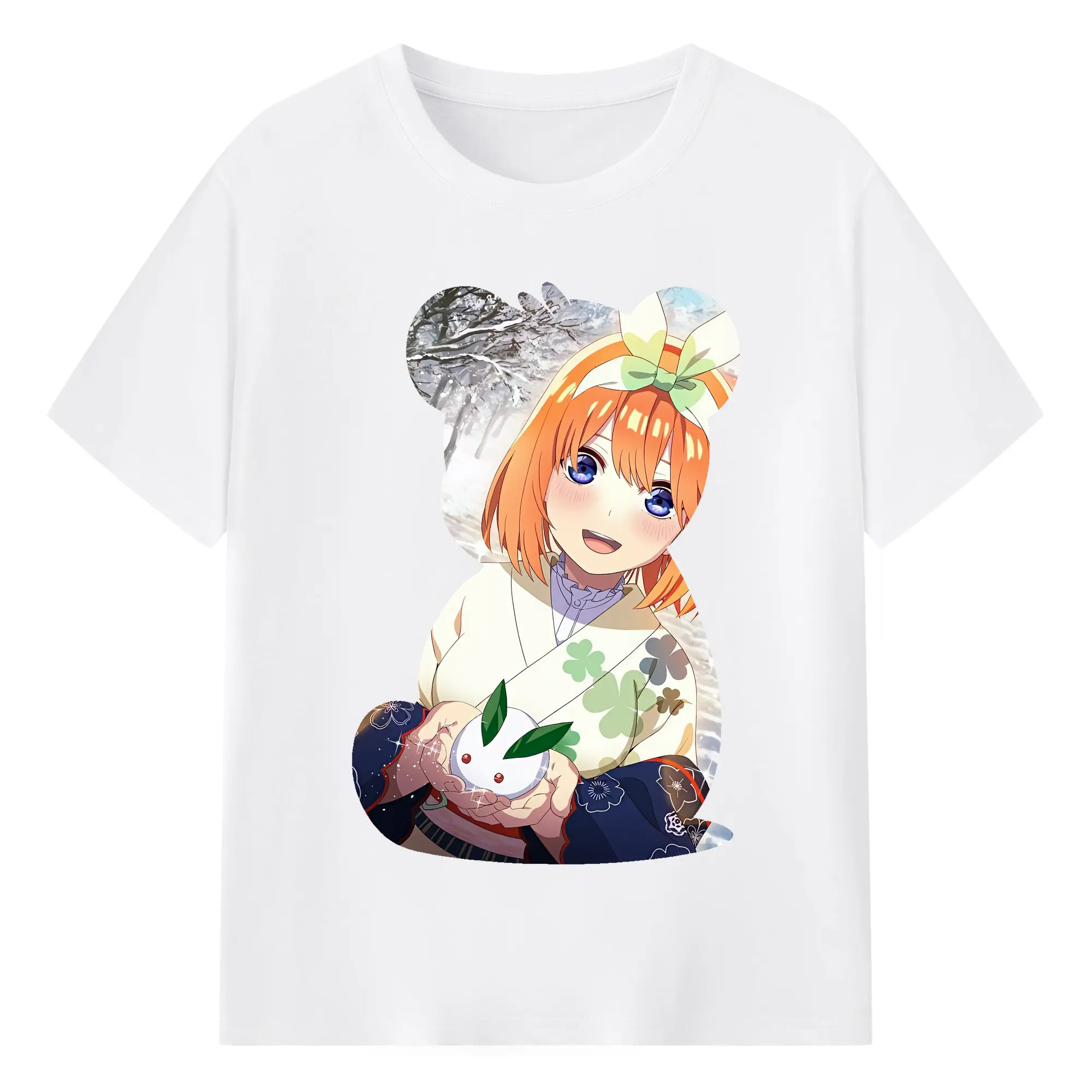 五等分の花嫁 グッズ 中野 四葉 - 綿100％ 半袖Tシャツ ・ フロントプリント ・ 快適 通気性 ・ 日常使い 散歩 スポーツ用