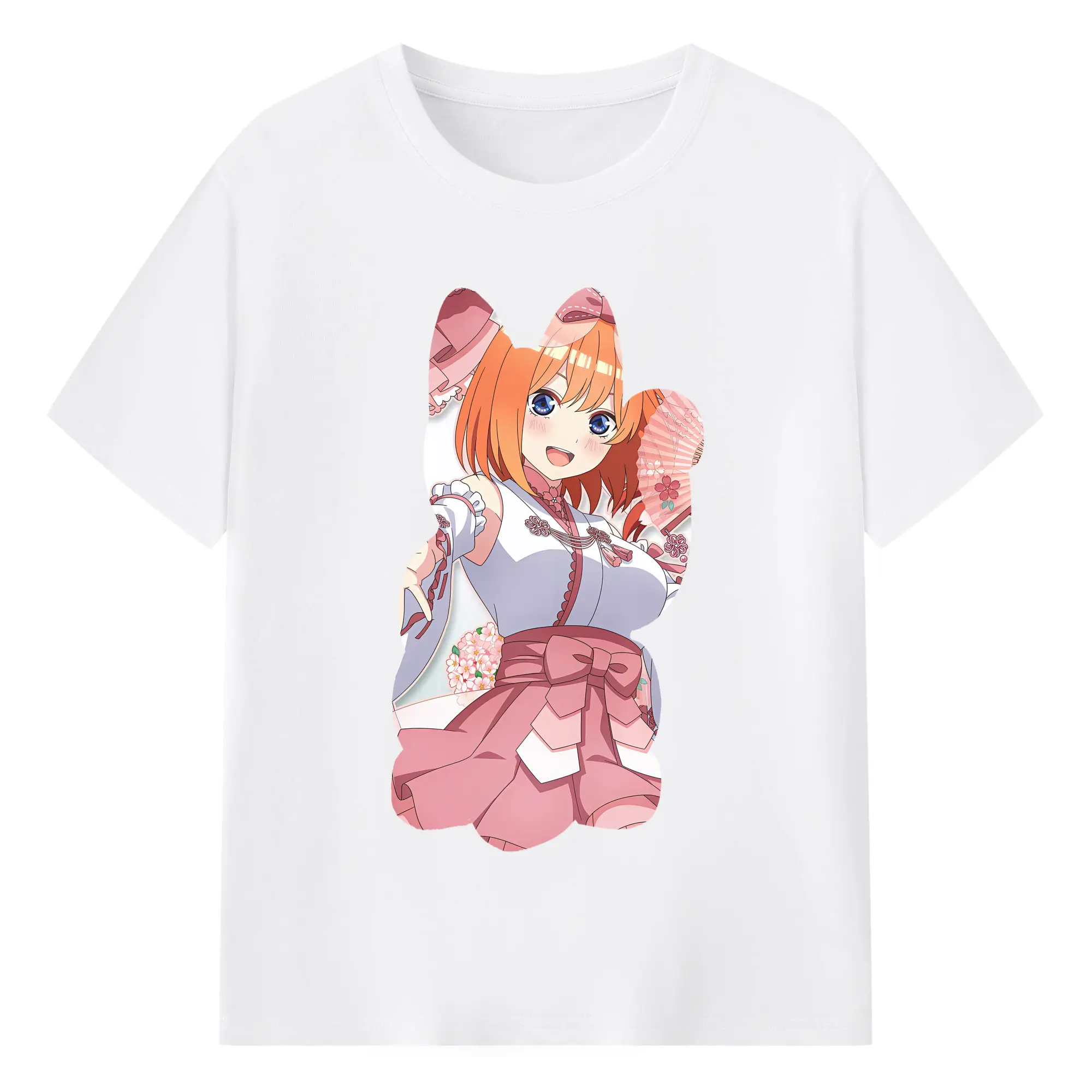 五等分の花嫁 グッズ 中野 四葉 - 綿100％ 半袖Tシャツ ・ フロントプリント ・ 快適 通気性 ・ 日常使い 散歩 スポーツ用