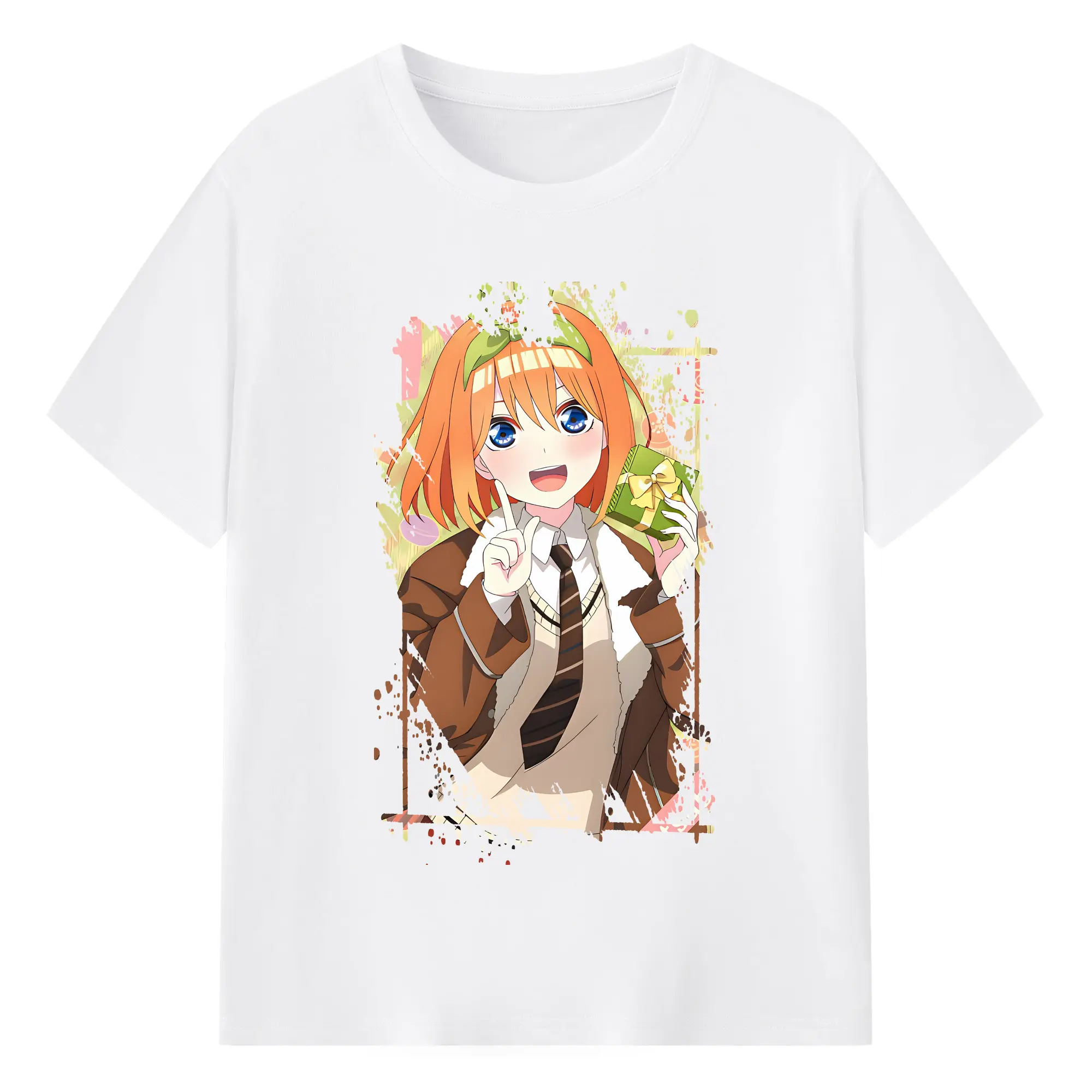 五等分の花嫁 グッズ 中野 四葉 - 綿100％ 半袖Tシャツ ・ フロントプリント ・ 快適 通気性 ・ 日常使い 散歩 スポーツ用