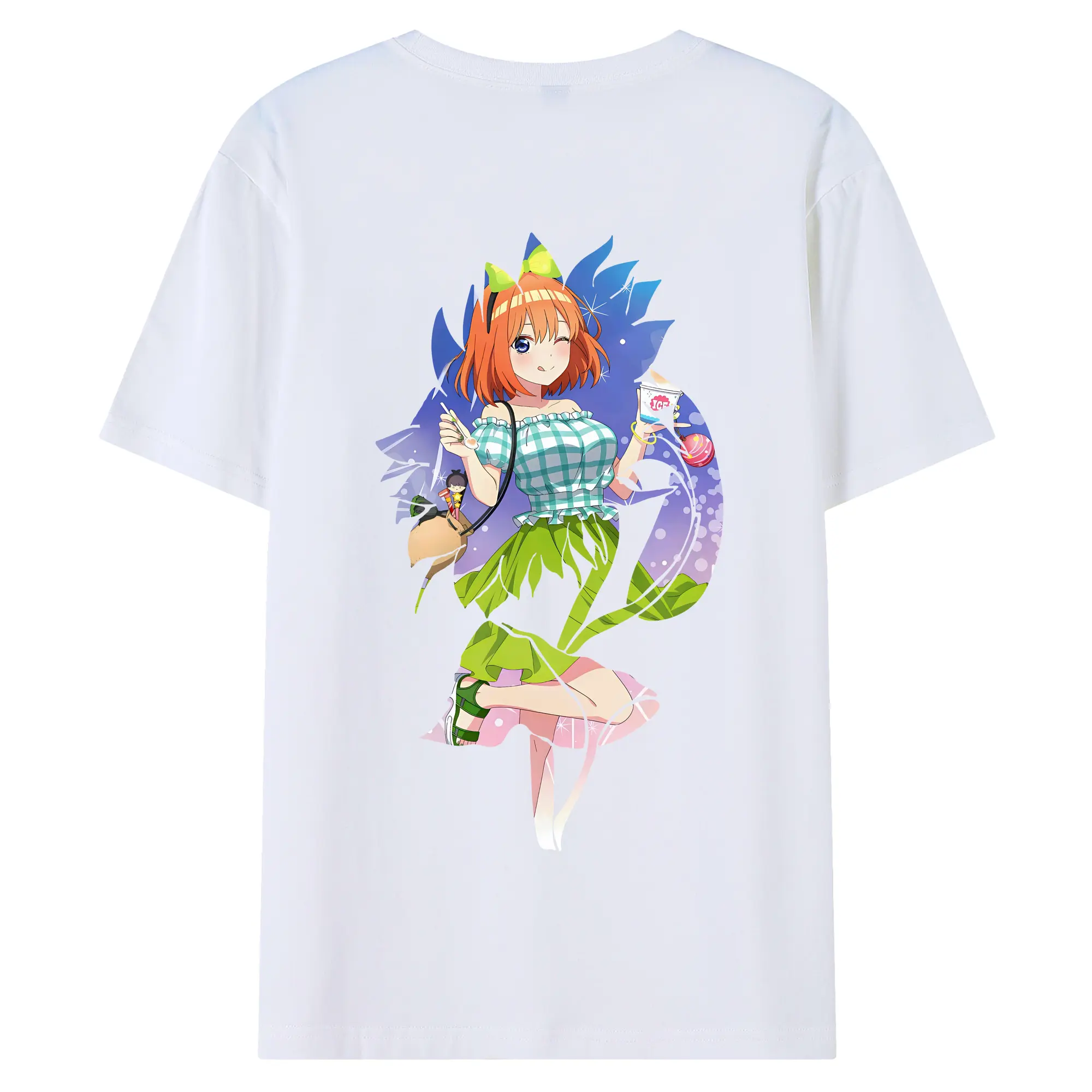 五等分の花嫁 グッズ 中野 四葉 - 綿100％ 半袖Tシャツ ・ バックプリント ・ 快適 通気性 ・ 日常使い 散歩 スポーツ用