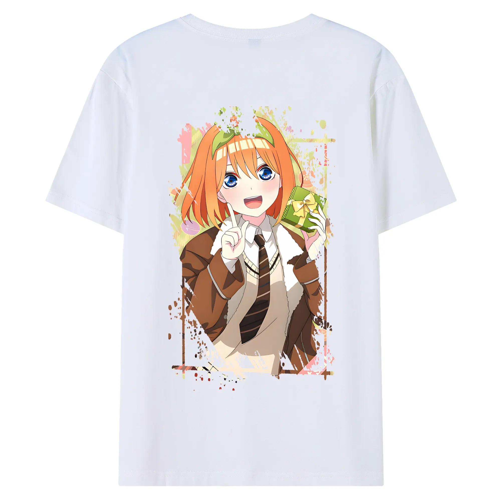 五等分の花嫁 グッズ 中野 四葉 - 綿100％ 半袖Tシャツ ・ バックプリント ・ 快適 通気性 ・ 日常使い 散歩 スポーツ用