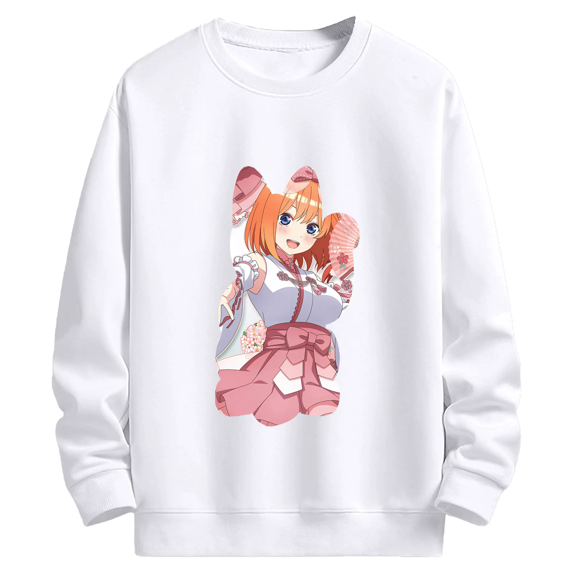 五等分の花嫁 グッズ 中野 四葉 - 高品質 クルーネック スウェット ・ コットン59％ ポリエステル41％ ・ ユニセックス 長袖 トレーナー ・ カジュアル デイリー スポーツ 散歩用