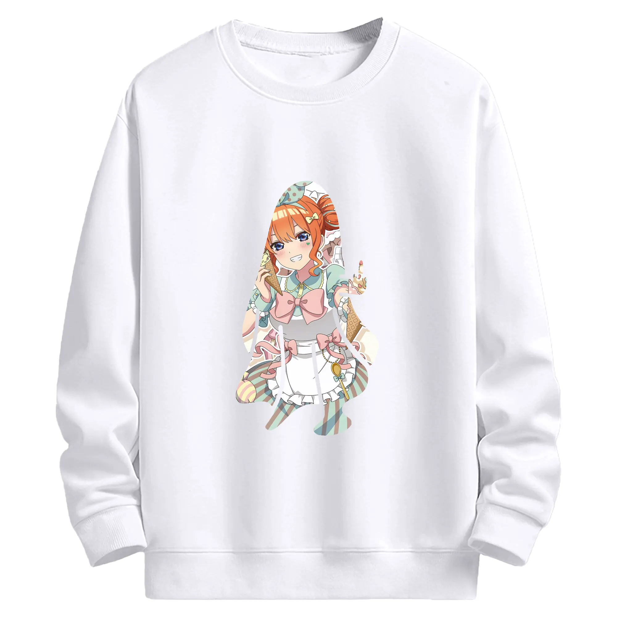 五等分の花嫁 グッズ 中野 四葉 - 高品質 クルーネック スウェット ・ コットン59％ ポリエステル41％ ・ ユニセックス 長袖 トレーナー ・ カジュアル デイリー スポーツ 散歩用