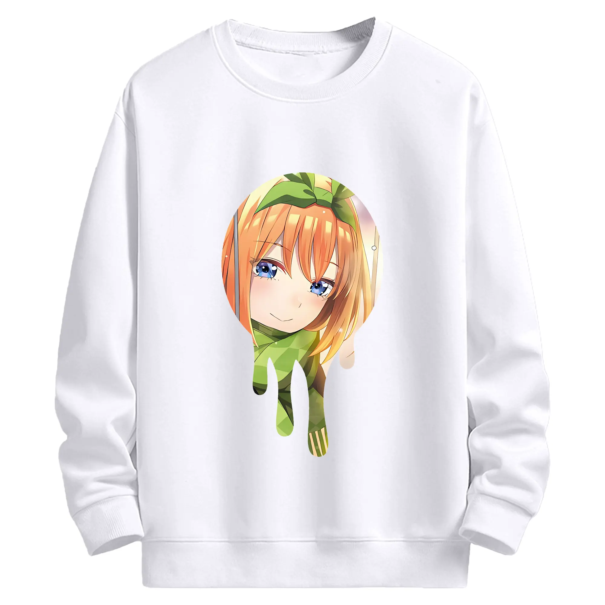 五等分の花嫁 グッズ 中野 四葉 - 高品質 クルーネック スウェット ・ コットン59％ ポリエステル41％ ・ ユニセックス 長袖 トレーナー ・ カジュアル デイリー スポーツ 散歩用