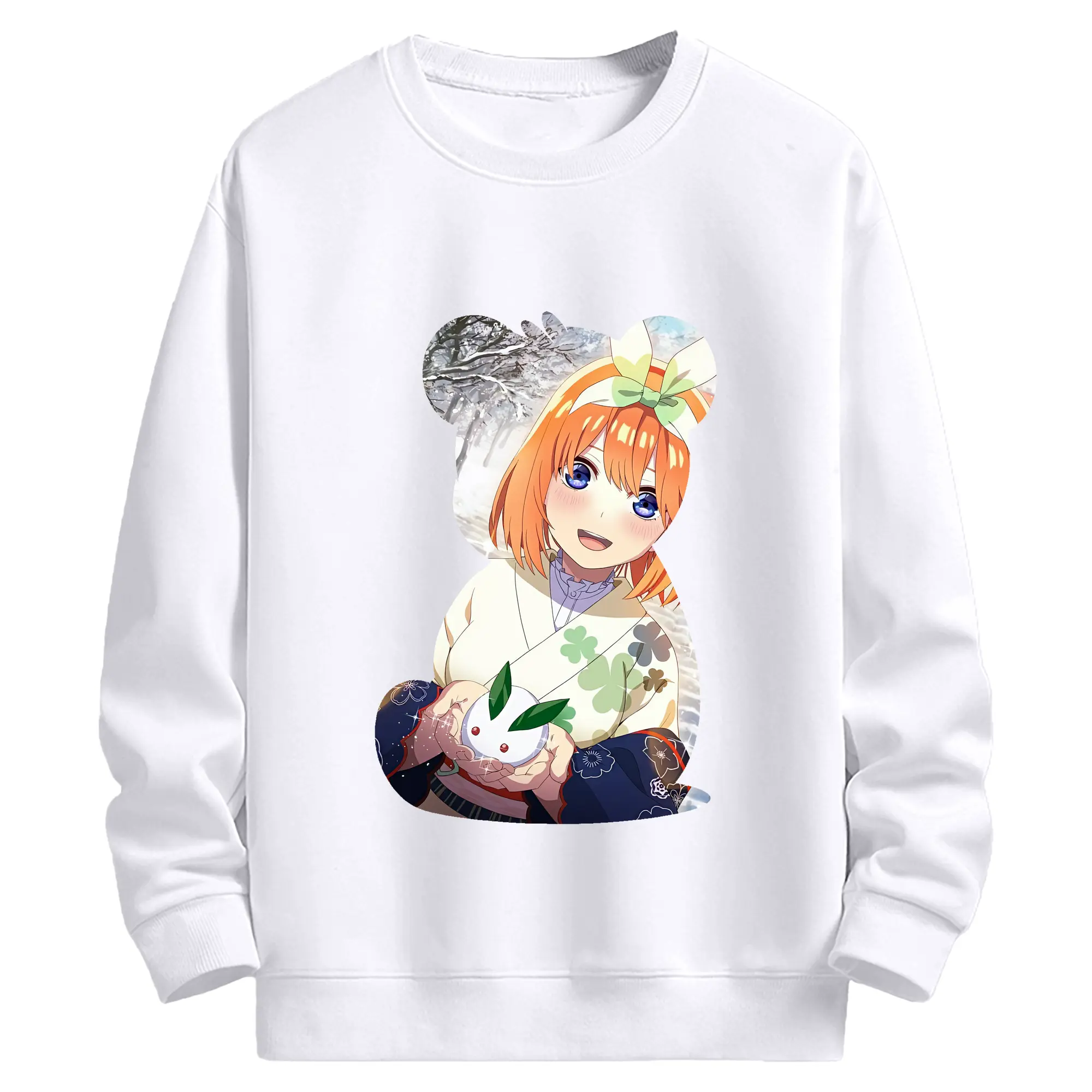 五等分の花嫁 グッズ 中野 四葉 - 高品質 クルーネック スウェット ・ コットン59％ ポリエステル41％ ・ ユニセックス 長袖 トレーナー ・ カジュアル デイリー スポーツ 散歩用