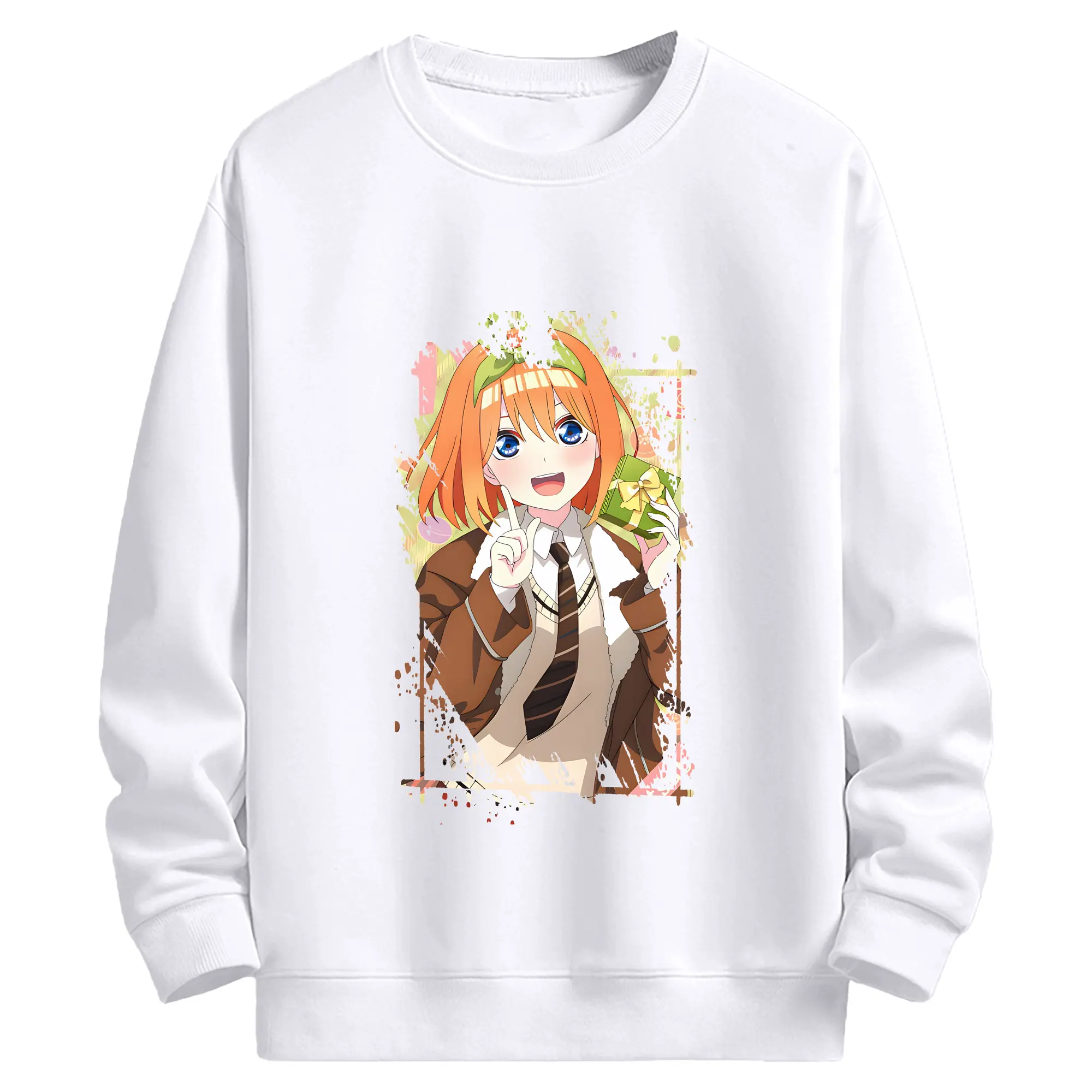 五等分の花嫁 グッズ 中野 四葉 - 高品質 クルーネック スウェット ・ コットン59％ ポリエステル41％ ・ ユニセックス 長袖 トレーナー ・ カジュアル デイリー スポーツ 散歩用