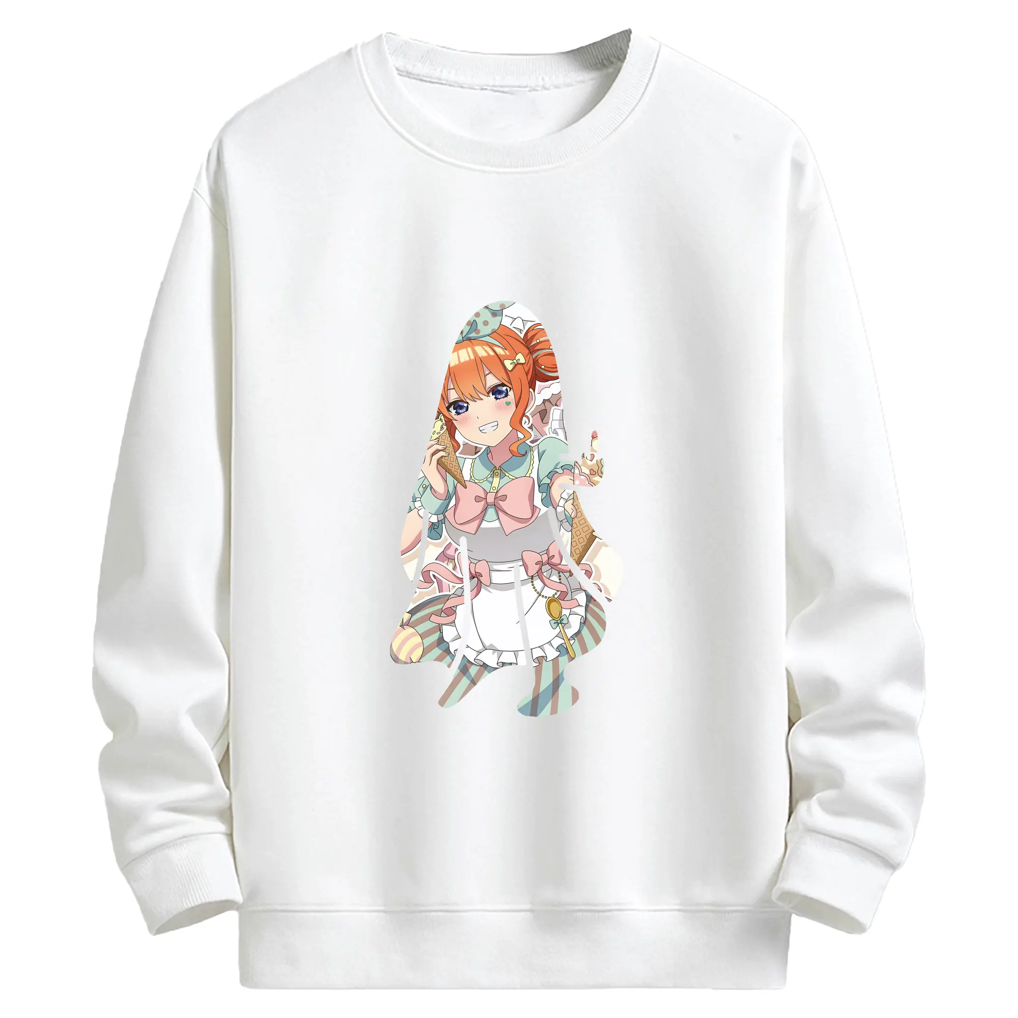 五等分の花嫁 グッズ 中野 四葉 - キッズ クルーネックスウェットシャツ ・ フロントプリント ・ 綿80％ ポリエステル20％ ・ 快適 通学 スポーツ 日常使い お散歩用