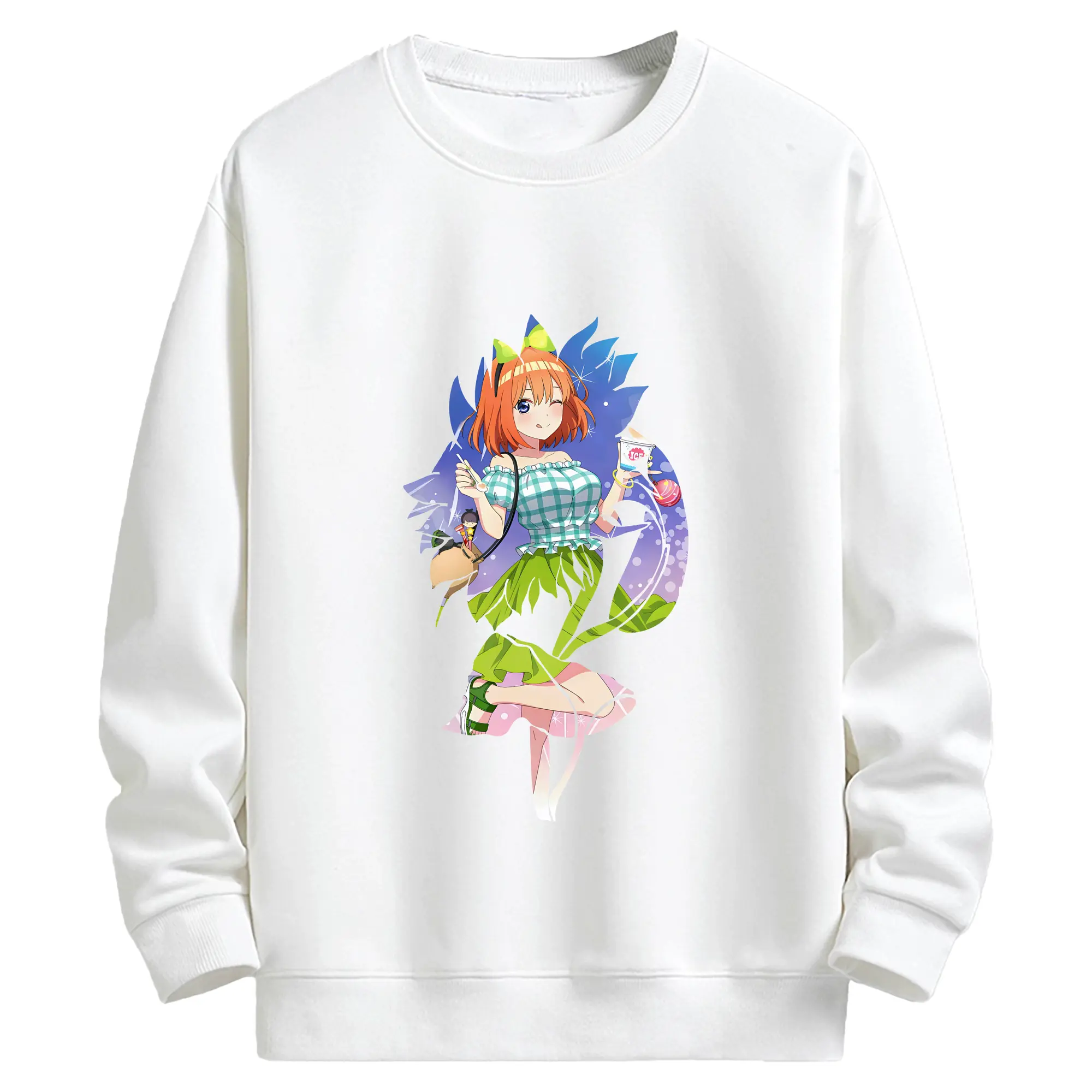 五等分の花嫁 グッズ 中野 四葉 - キッズ クルーネックスウェットシャツ ・ フロントプリント ・ 綿80％ ポリエステル20％ ・ 快適 通学 スポーツ 日常使い お散歩用