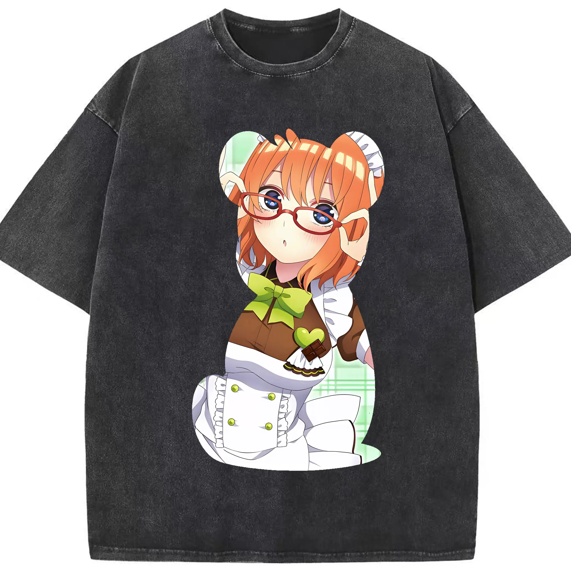五等分の花嫁 グッズ 中野 四葉 - 綿100％ ヴィンテージ風 半袖Tシャツ ・ フロントプリント ・ 柔らか肌触り ・ 通気性 快適 ・ スポーツ カジュアル 外出用