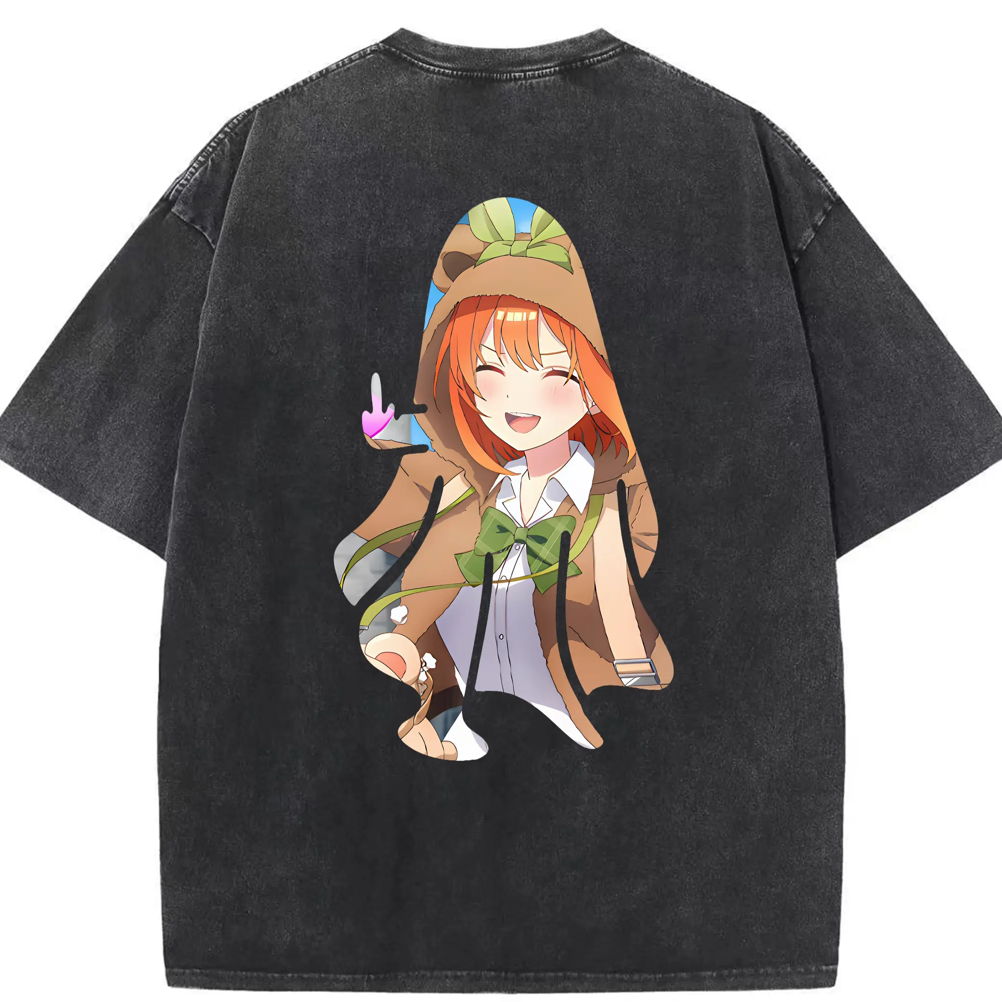 五等分の花嫁 グッズ 中野 四葉 - 綿100％ ヴィンテージ風 半袖Tシャツ ・ 背面プリント ・ 柔らか肌触り ・ 通気性 快適 ・ スポーツ カジュアル 外出用