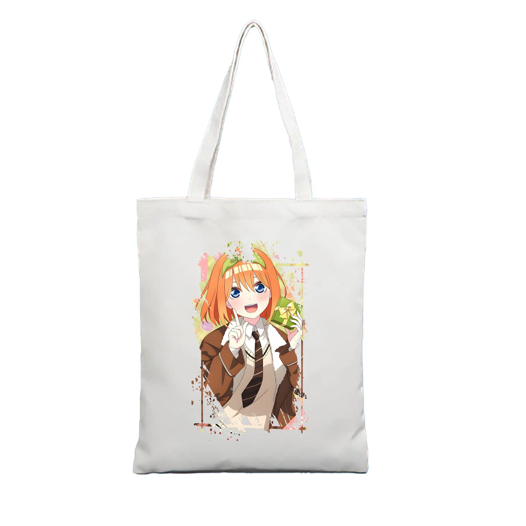 五等分の花嫁 グッズ 中野 四葉 - 縦型キャンバス手提げバッグ（トートバッグ） ・ キャンバス素材 ・ ショッピング用 ・ 軽量 丈夫 お手入れ簡単