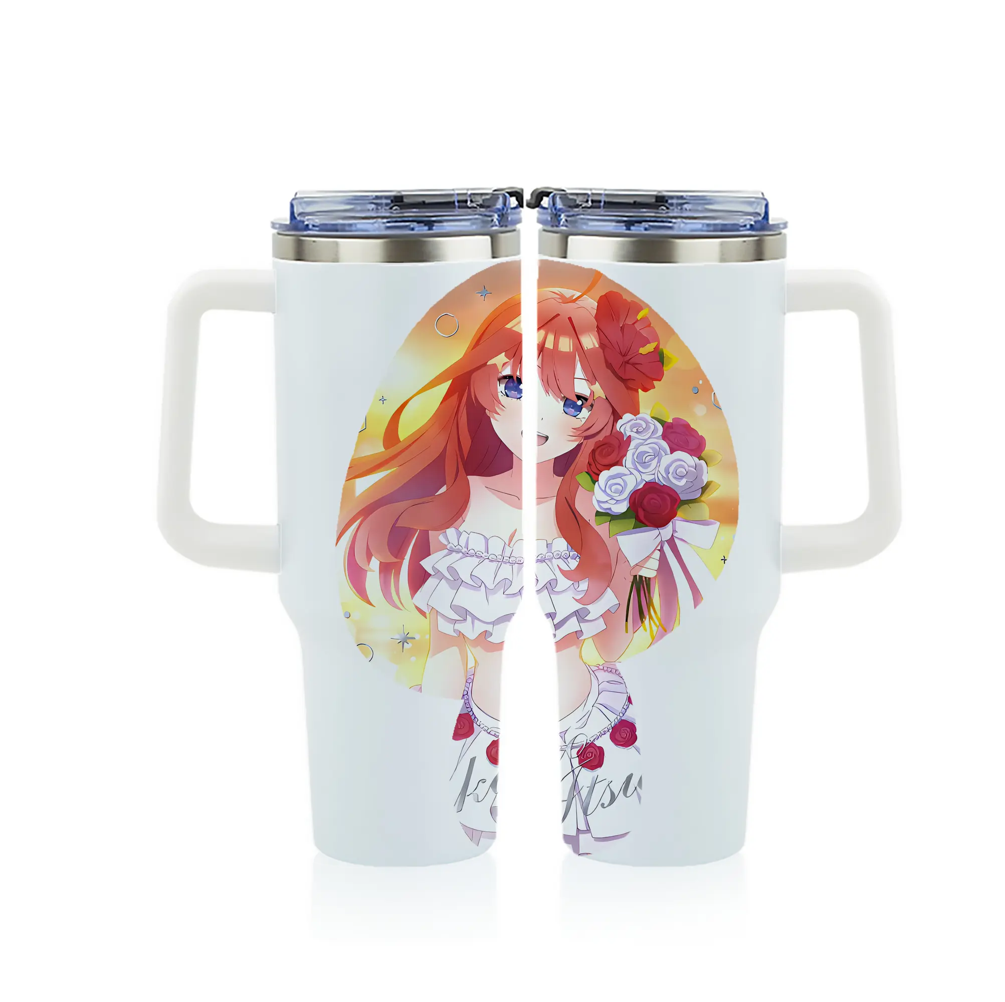 五等分の花嫁 グッズ 中野 五月 - 1200mL フルプリント車用タンブラー ・ 304ステンレス 内側 ・ 201ステンレス 外側 ・ 保温 保冷 ・ 通勤 ドライブ アウトドア用