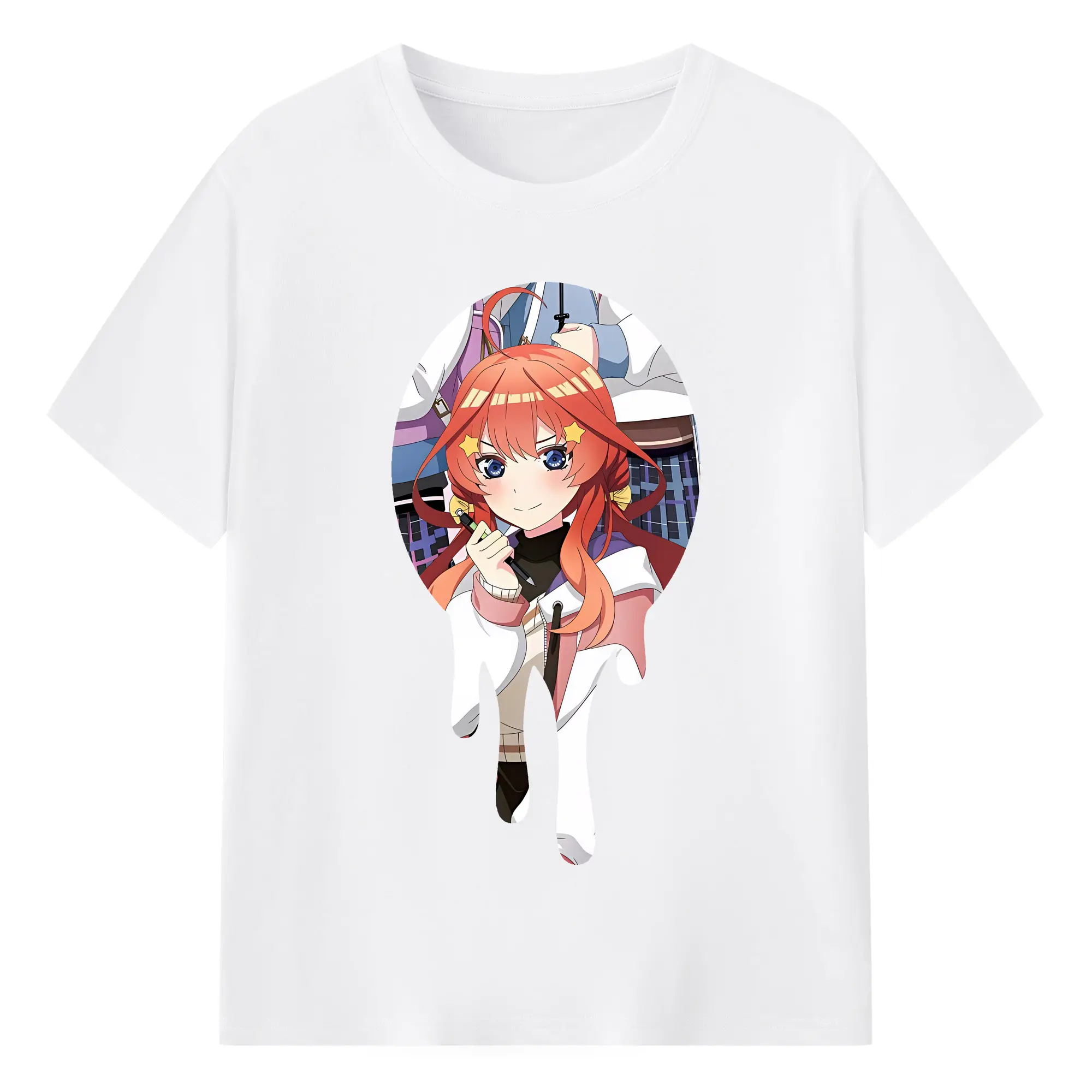 五等分の花嫁 グッズ 中野 五月 - 綿100％ 半袖Tシャツ ・ フロントプリント ・ 快適 通気性 ・ 日常使い 散歩 スポーツ用