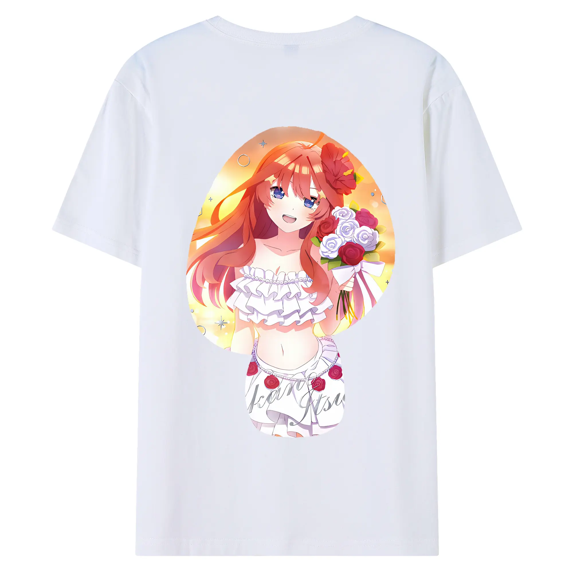 五等分の花嫁 グッズ 中野 五月 - 綿100％ 半袖Tシャツ ・ バックプリント ・ 快適 通気性 ・ 日常使い 散歩 スポーツ用