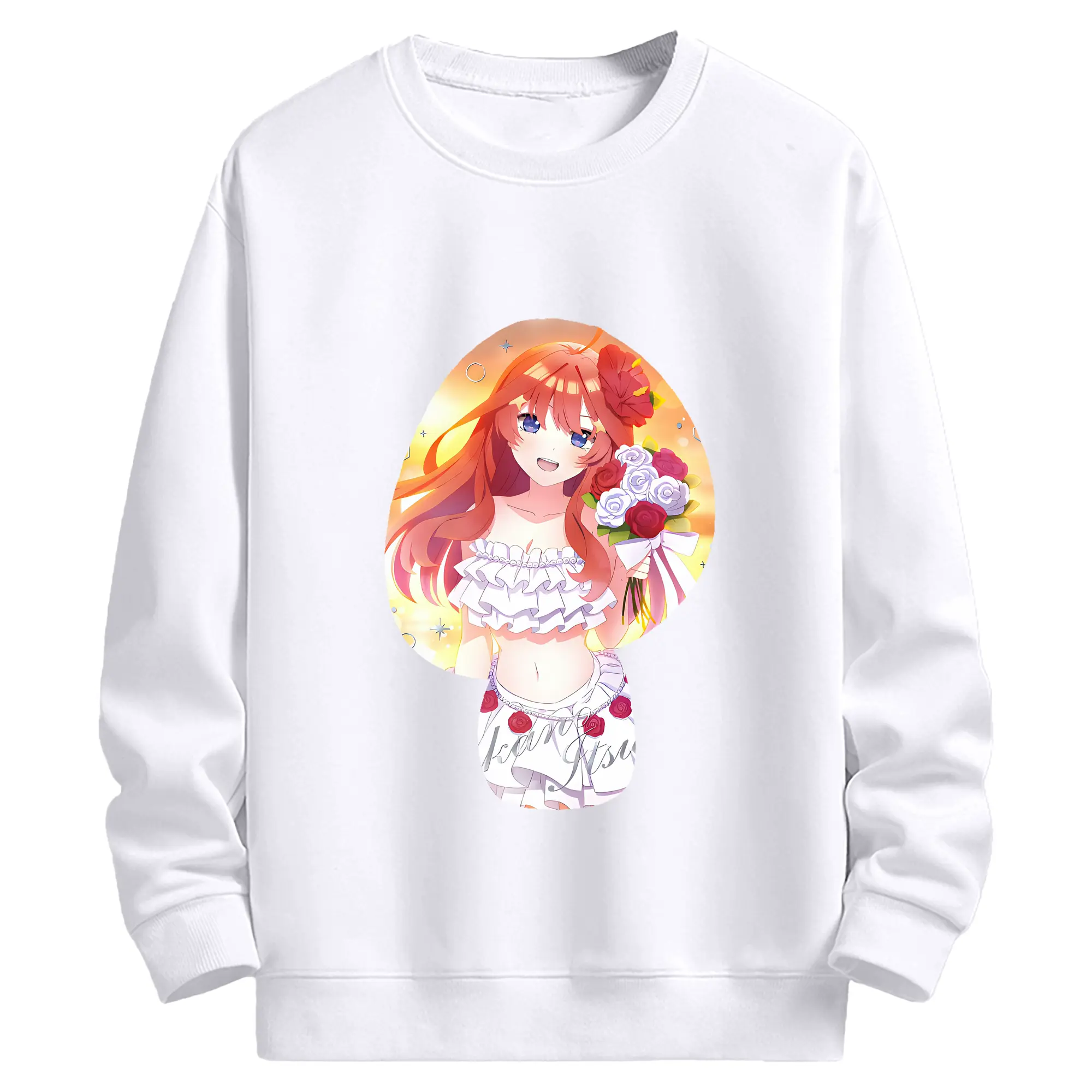 五等分の花嫁 グッズ 中野 五月 - 高品質 クルーネック スウェット ・ コットン59％ ポリエステル41％ ・ ユニセックス 長袖 トレーナー ・ カジュアル デイリー スポーツ 散歩用