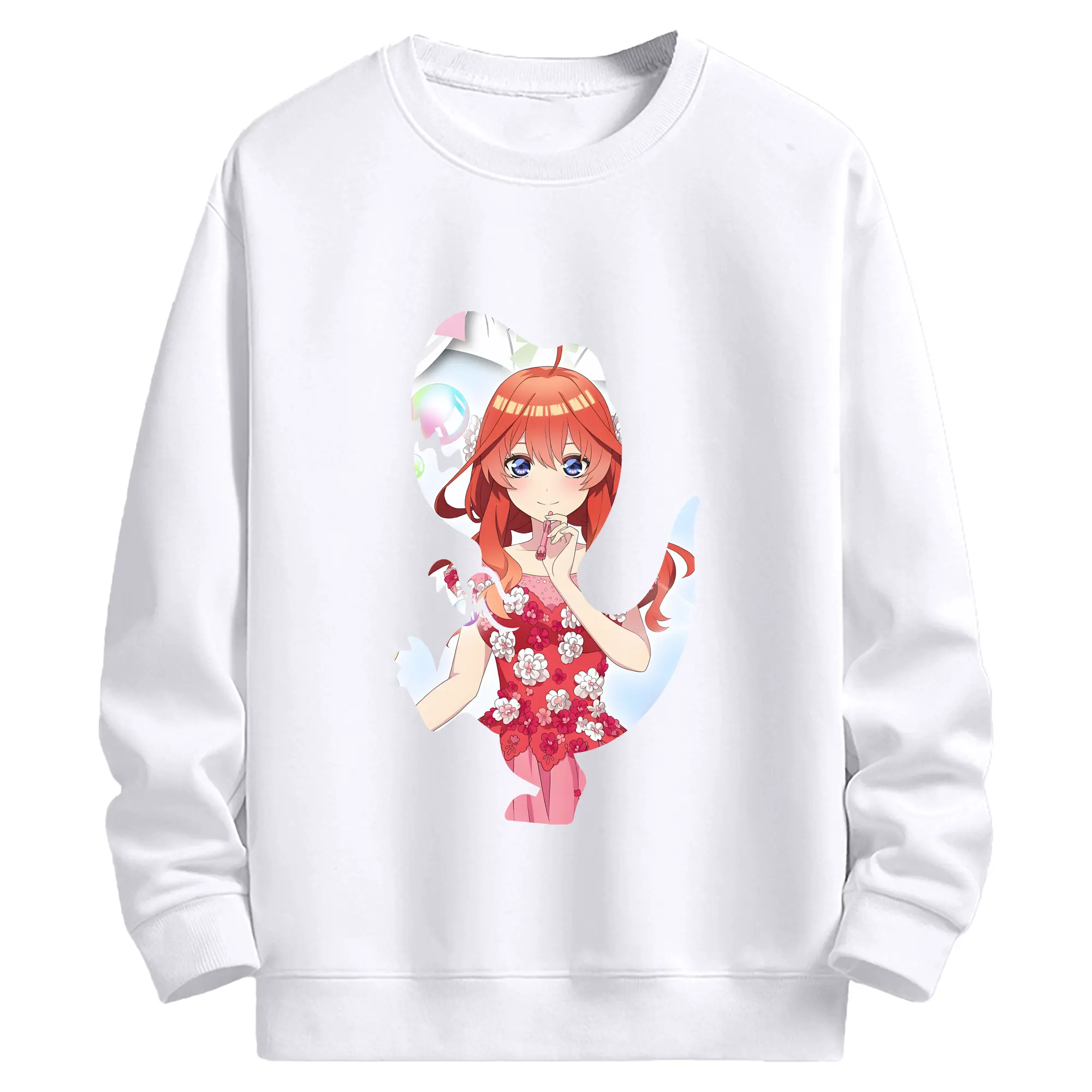 五等分の花嫁 グッズ 中野 五月 - 高品質 クルーネック スウェット ・ コットン59％ ポリエステル41％ ・ ユニセックス 長袖 トレーナー ・ カジュアル デイリー スポーツ 散歩用