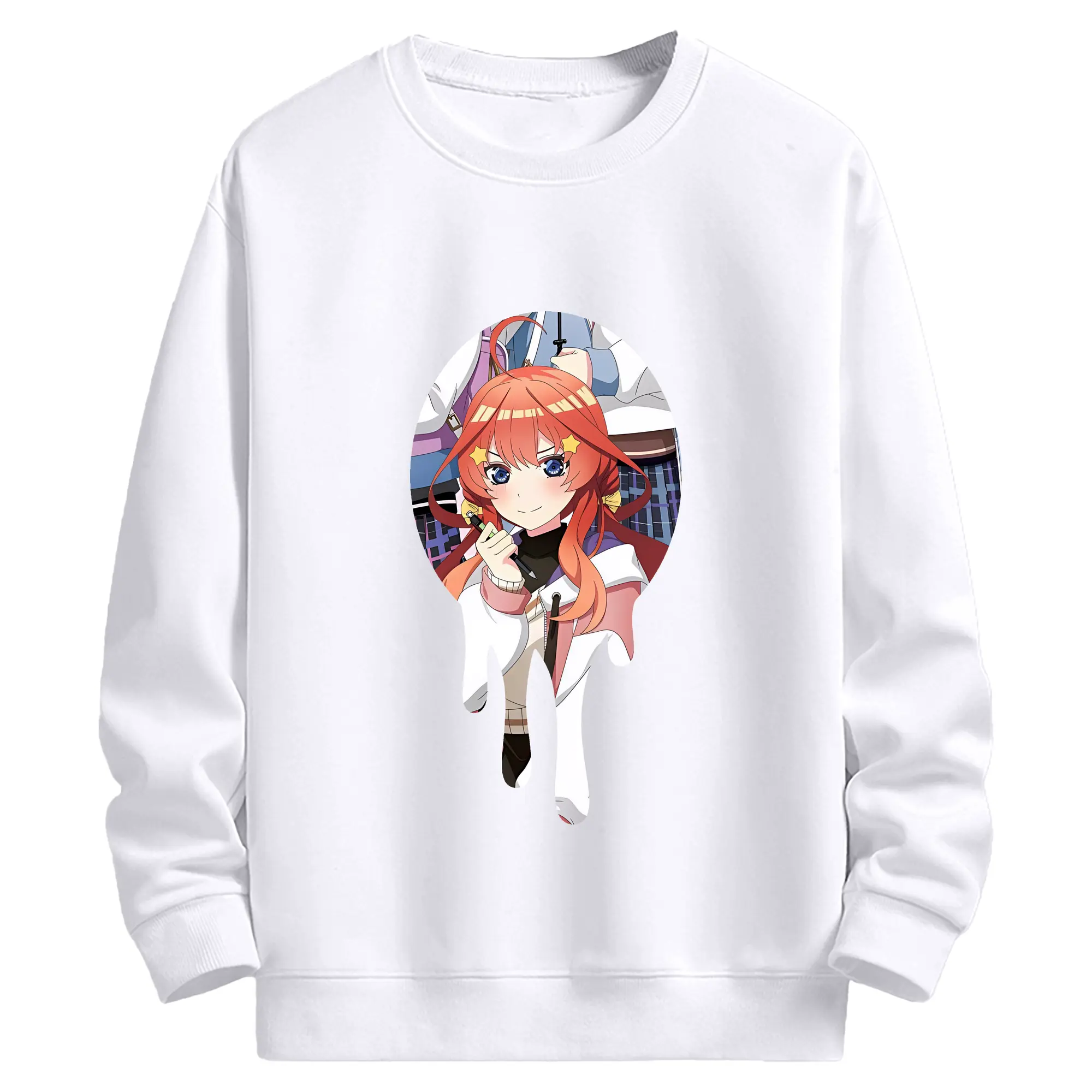 五等分の花嫁 グッズ 中野 五月 - 高品質 クルーネック スウェット ・ コットン59％ ポリエステル41％ ・ ユニセックス 長袖 トレーナー ・ カジュアル デイリー スポーツ 散歩用