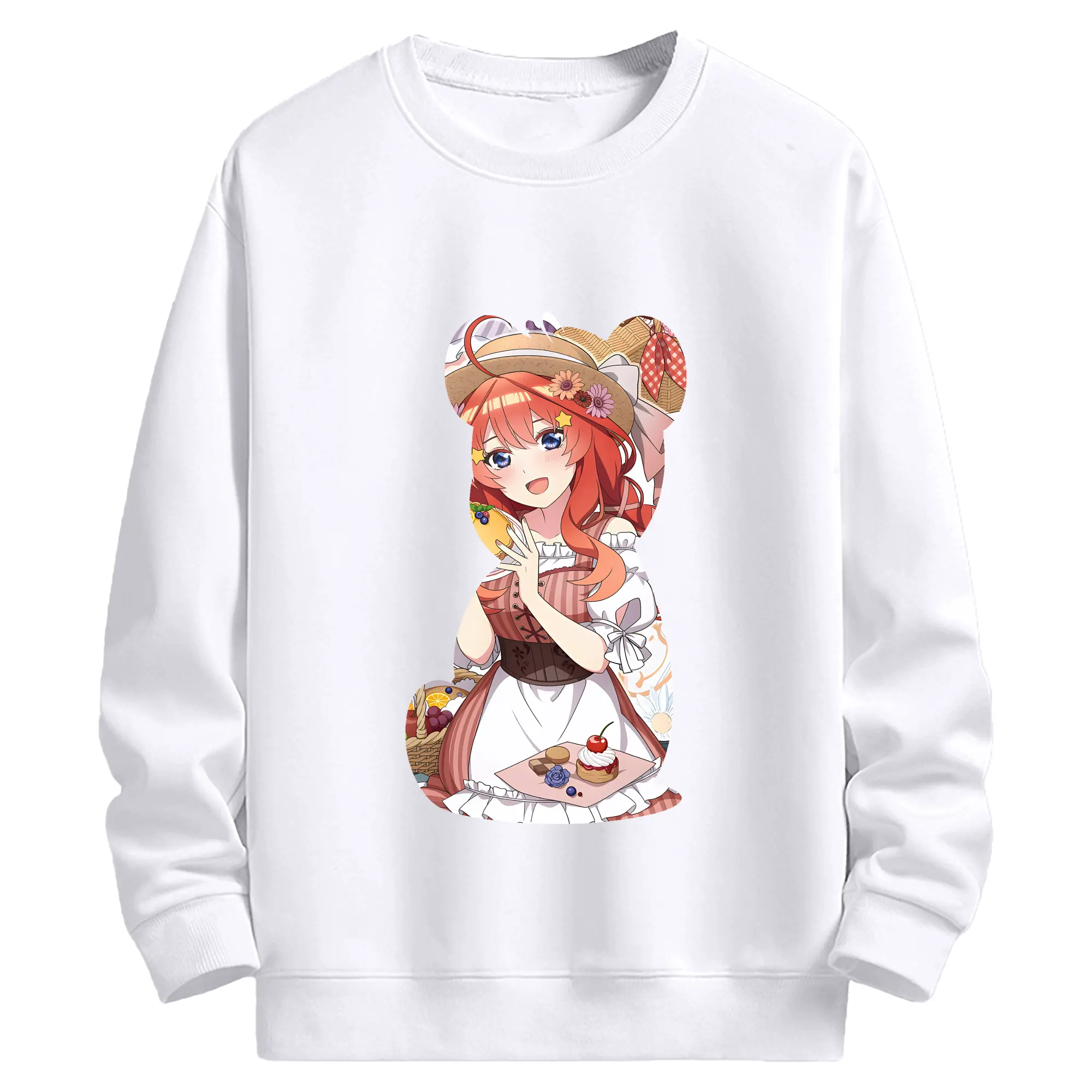 五等分の花嫁 グッズ 中野 五月 - 高品質 クルーネック スウェット ・ コットン59％ ポリエステル41％ ・ ユニセックス 長袖 トレーナー ・ カジュアル デイリー スポーツ 散歩用