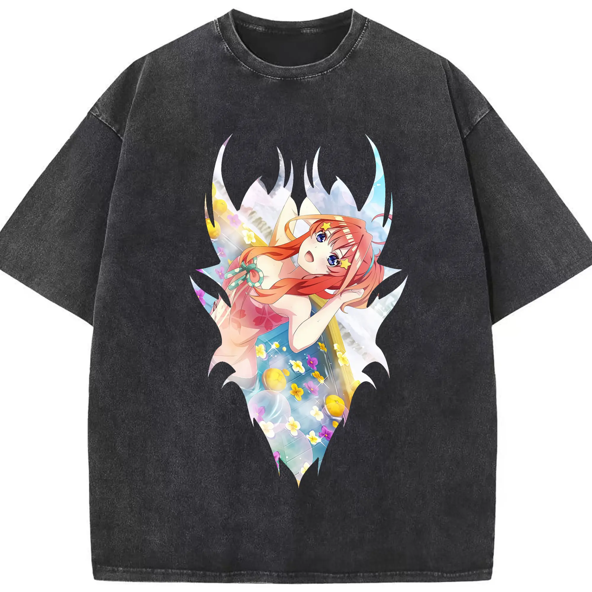 五等分の花嫁 グッズ 中野 五月 - 綿100％ ヴィンテージ風 半袖Tシャツ ・ フロントプリント ・ 柔らか肌触り ・ 通気性 快適 ・ スポーツ カジュアル 外出用