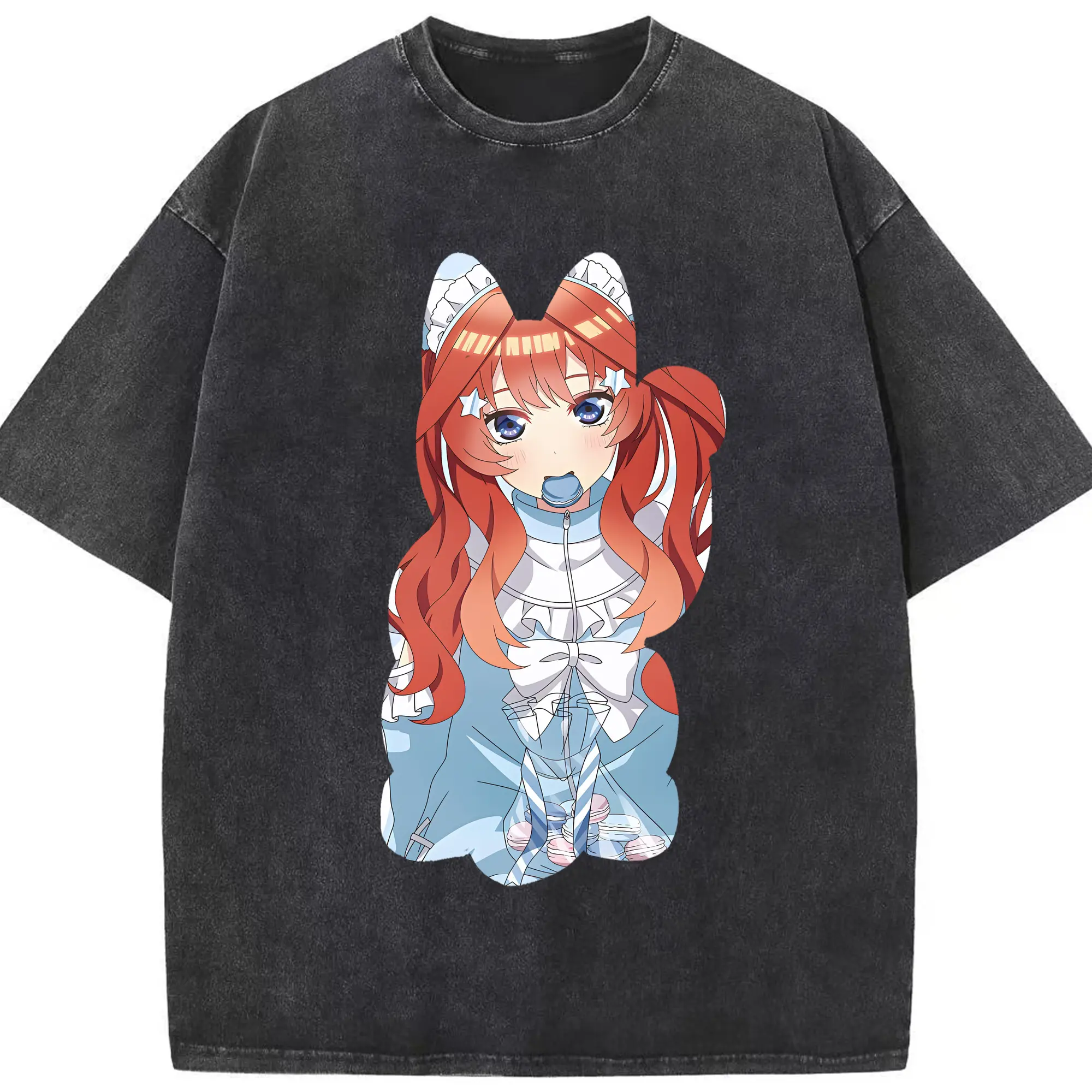 五等分の花嫁 グッズ 中野 五月 - 綿100％ ヴィンテージ風 半袖Tシャツ ・ フロントプリント ・ 柔らか肌触り ・ 通気性 快適 ・ スポーツ カジュアル 外出用