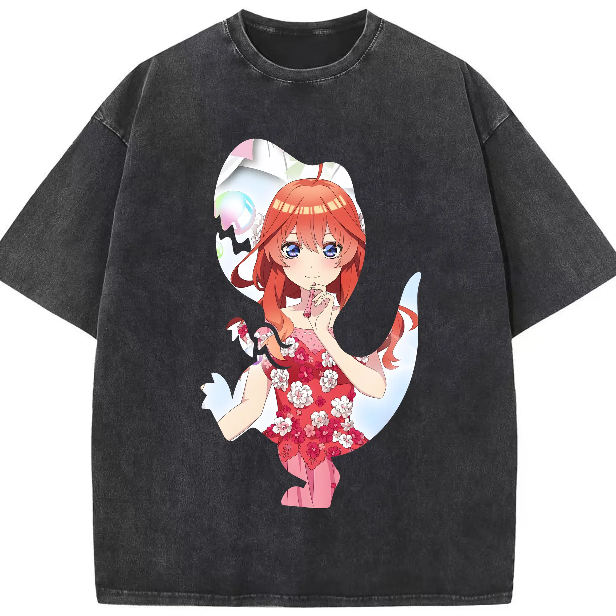 五等分の花嫁 グッズ 中野 五月 - 綿100％ ヴィンテージ風 半袖Tシャツ ・ フロントプリント ・ 柔らか肌触り ・ 通気性 快適 ・ スポーツ カジュアル 外出用