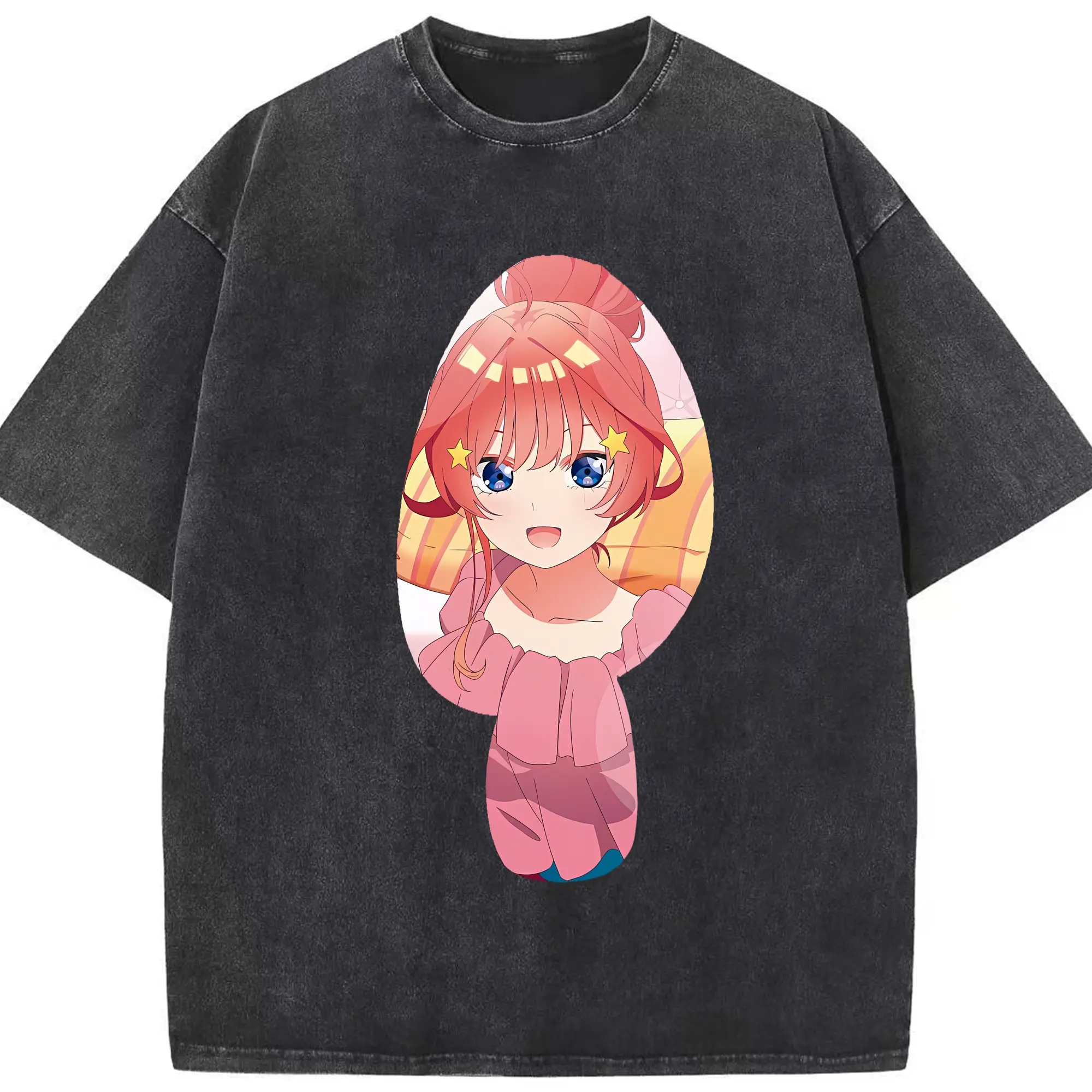 五等分の花嫁 グッズ 中野 五月 - 綿100％ ヴィンテージ風 半袖Tシャツ ・ フロントプリント ・ 柔らか肌触り ・ 通気性 快適 ・ スポーツ カジュアル 外出用
